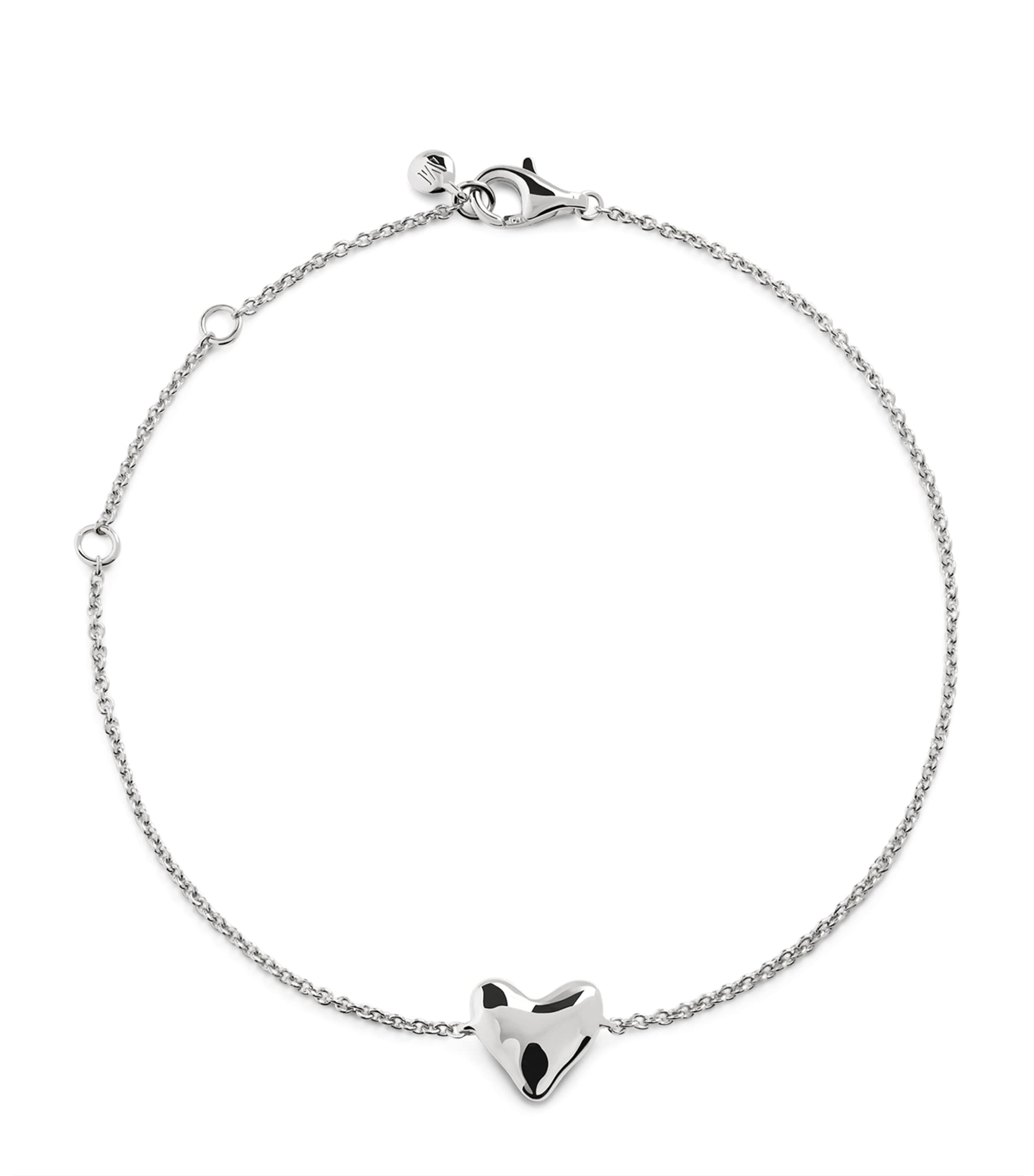 Monica Vinader Sterling Silver Heart Chain Bracelet In Metallic
