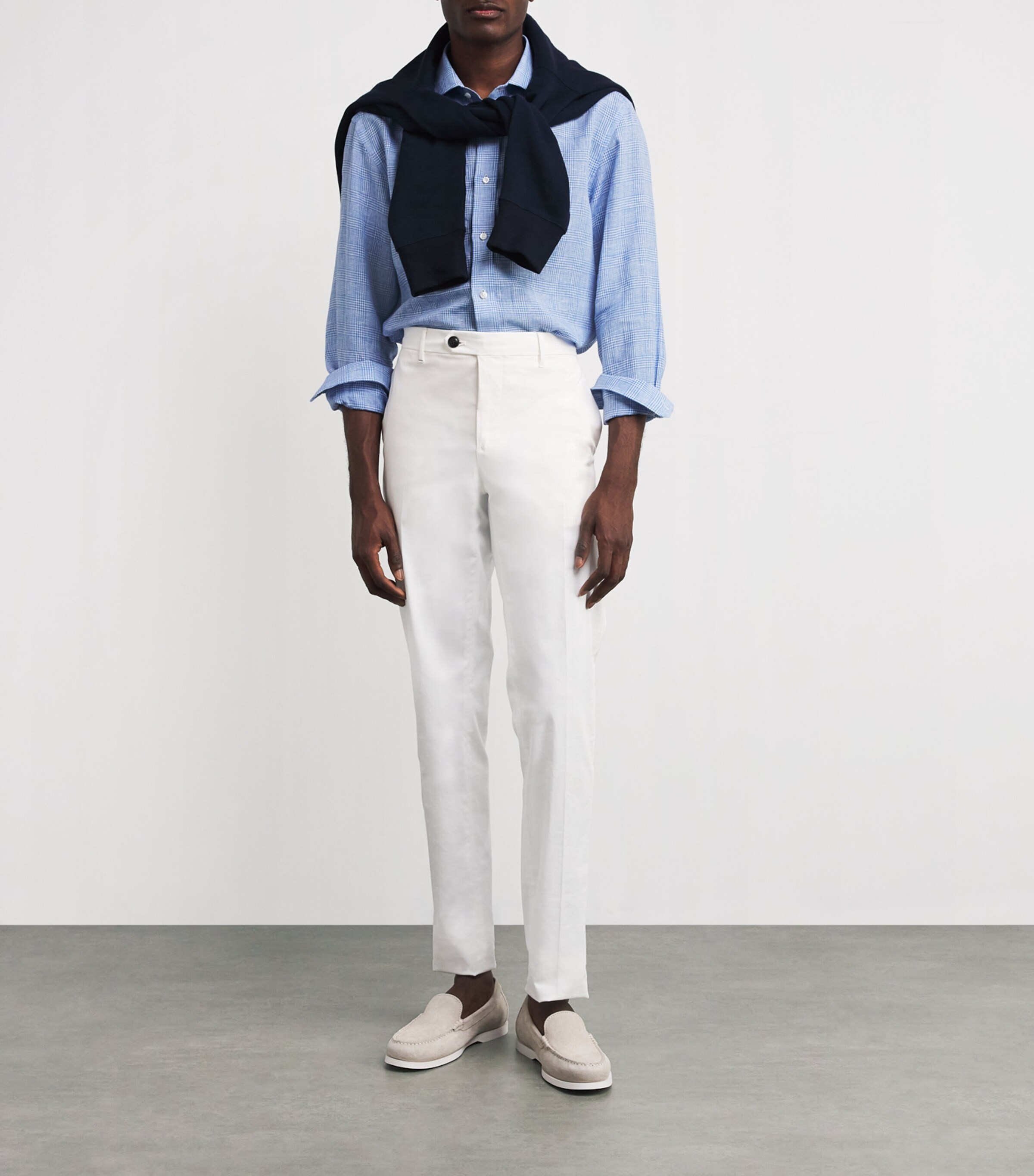 Linen Check Shirt CORNFLOWER BLU/WHT Image 2