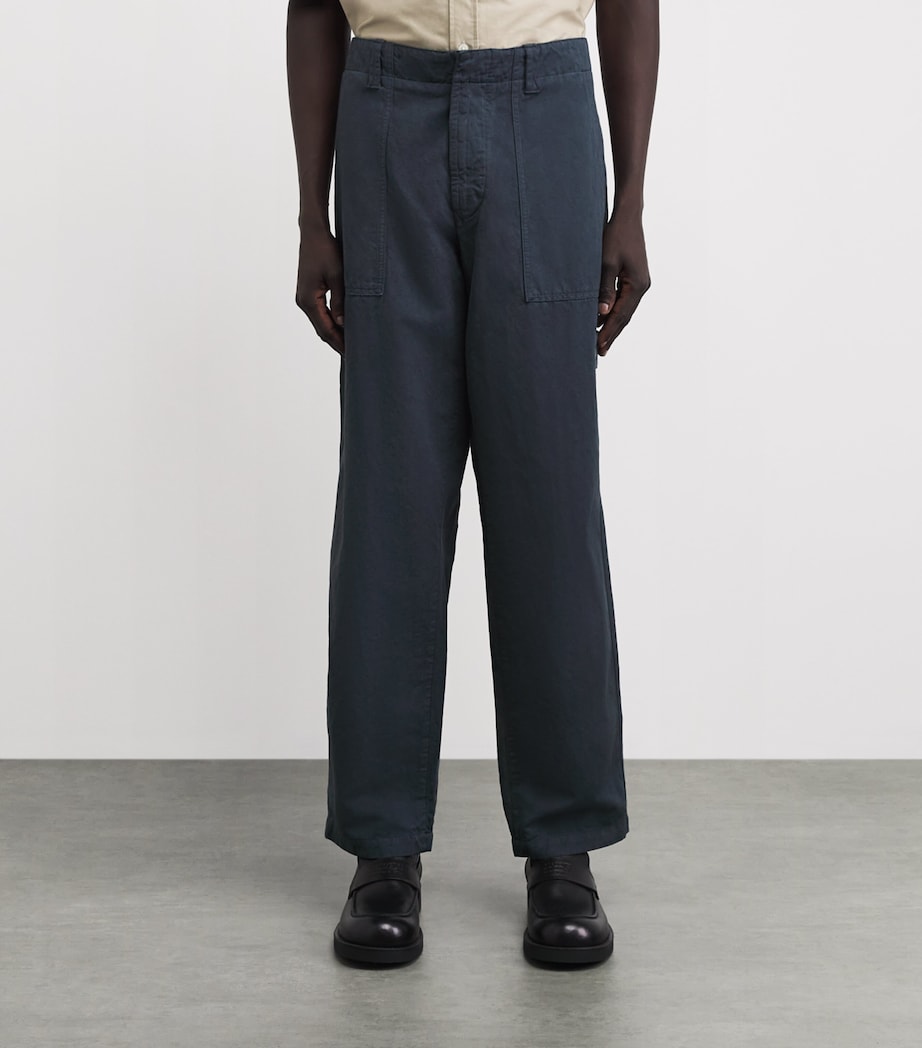 Stone Island Mens Cotton-Linen Ghost Fatigue Trousers Image 4