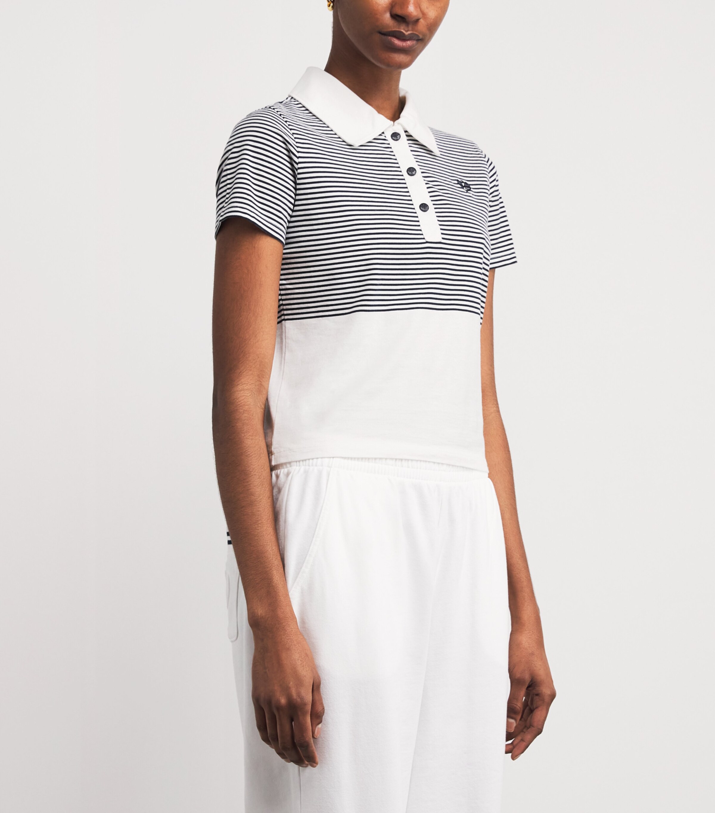 FRAME Womens Cotton Tennis Polo Shirt White Multi Image 3