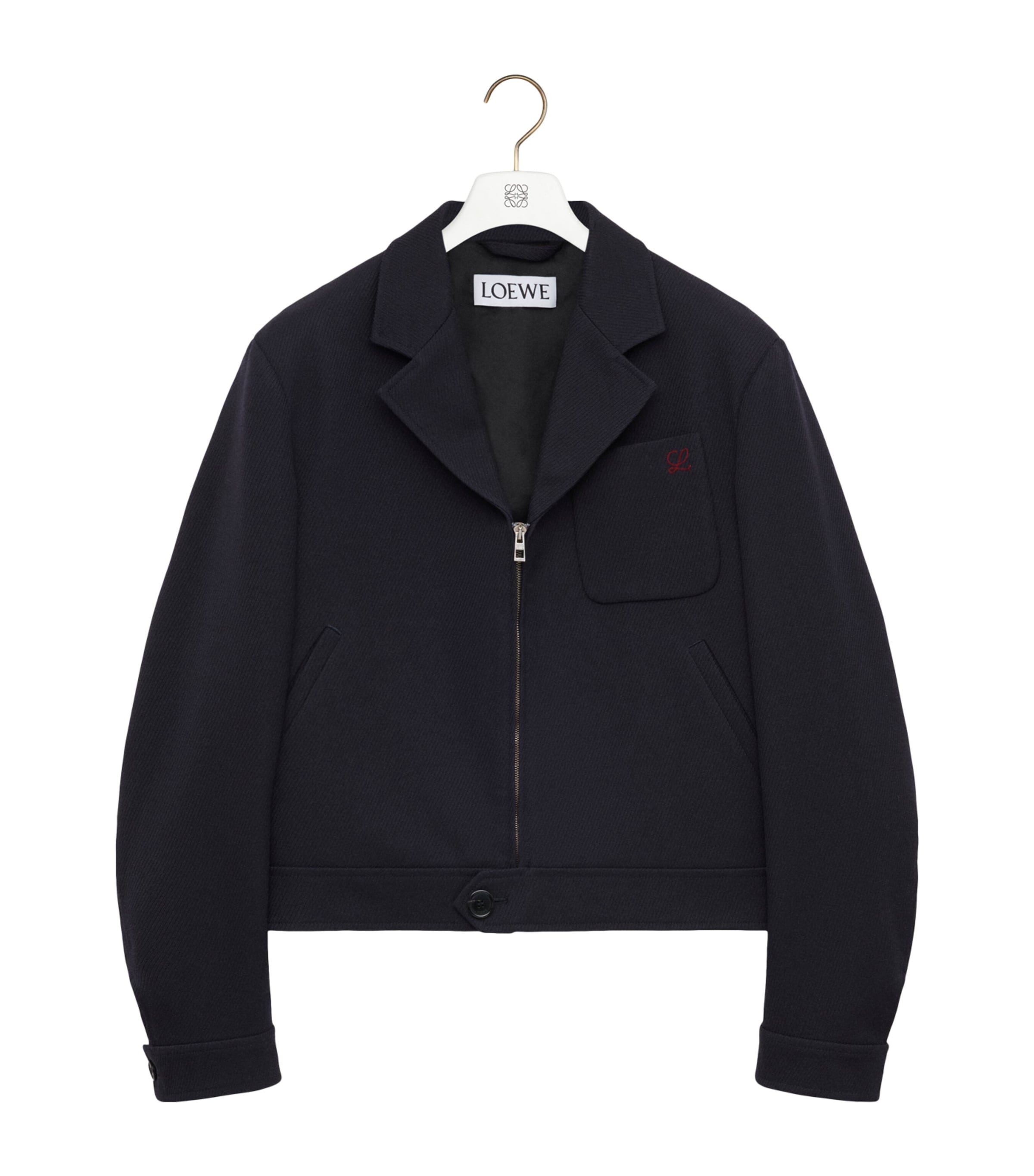 Wool Collared Zip-Up Jacket DARK NAVY BLUE Image 1