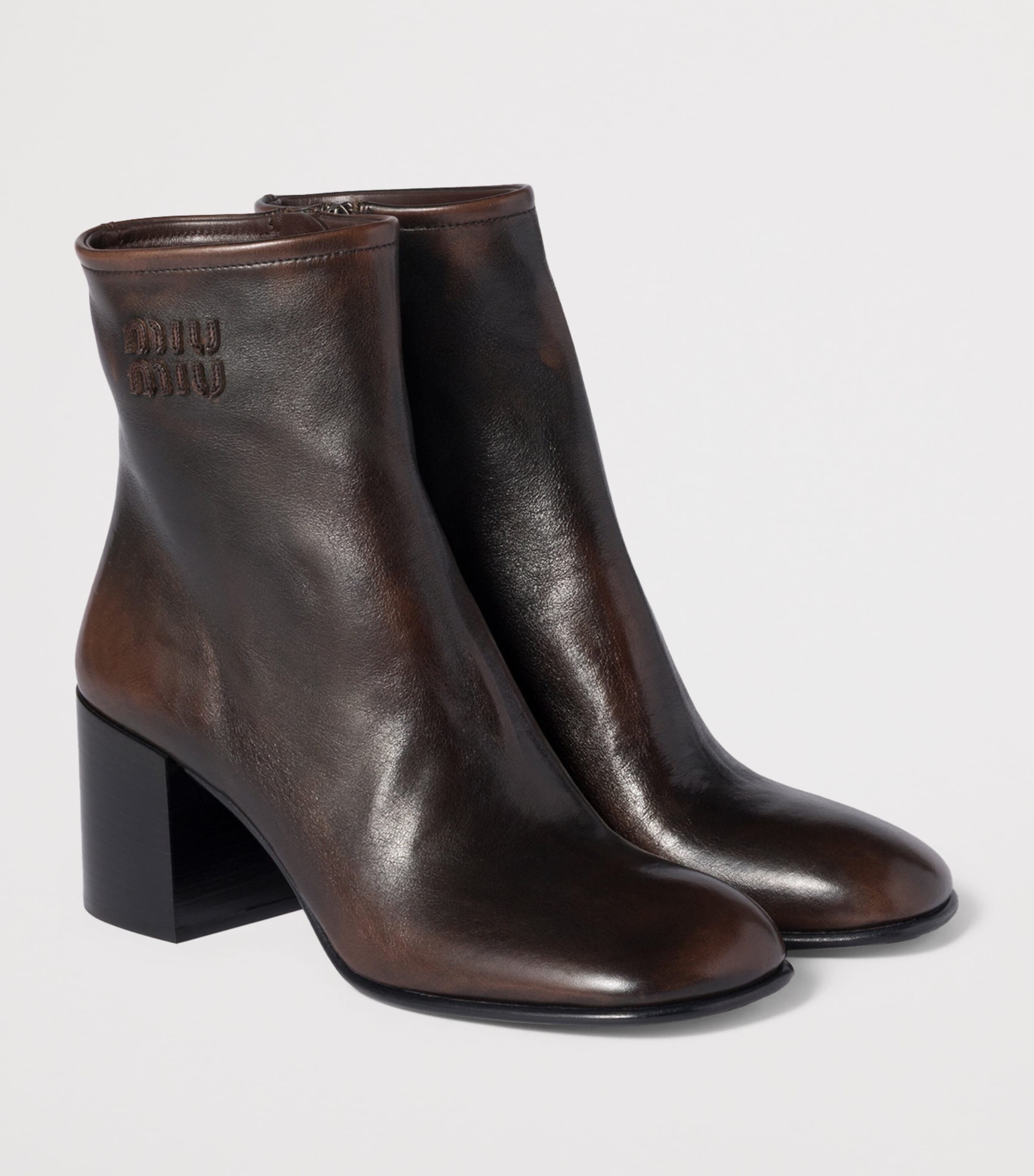 Miu Miu Brown Fumé Leather Ankle Boots 65 | Harrods UK