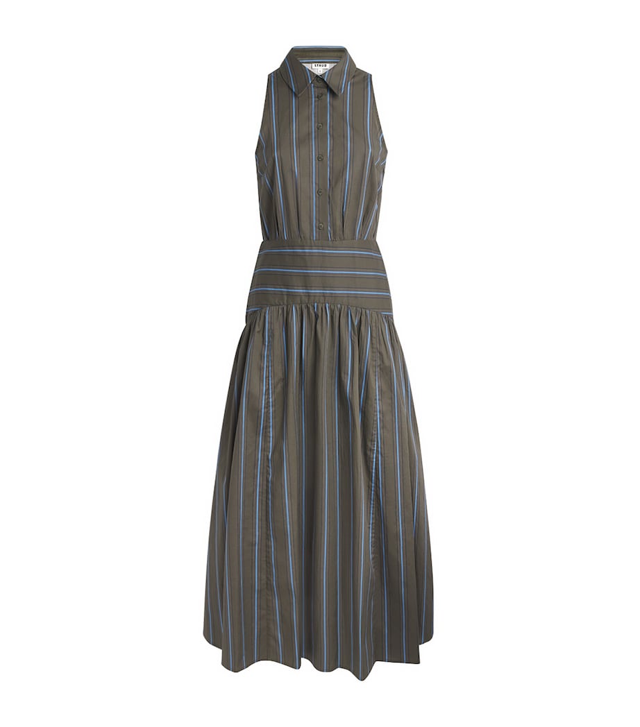 STAUD Womens Cotton-Blend Romy Maxi Dress Hnst Huntngtn Stripe Image 1