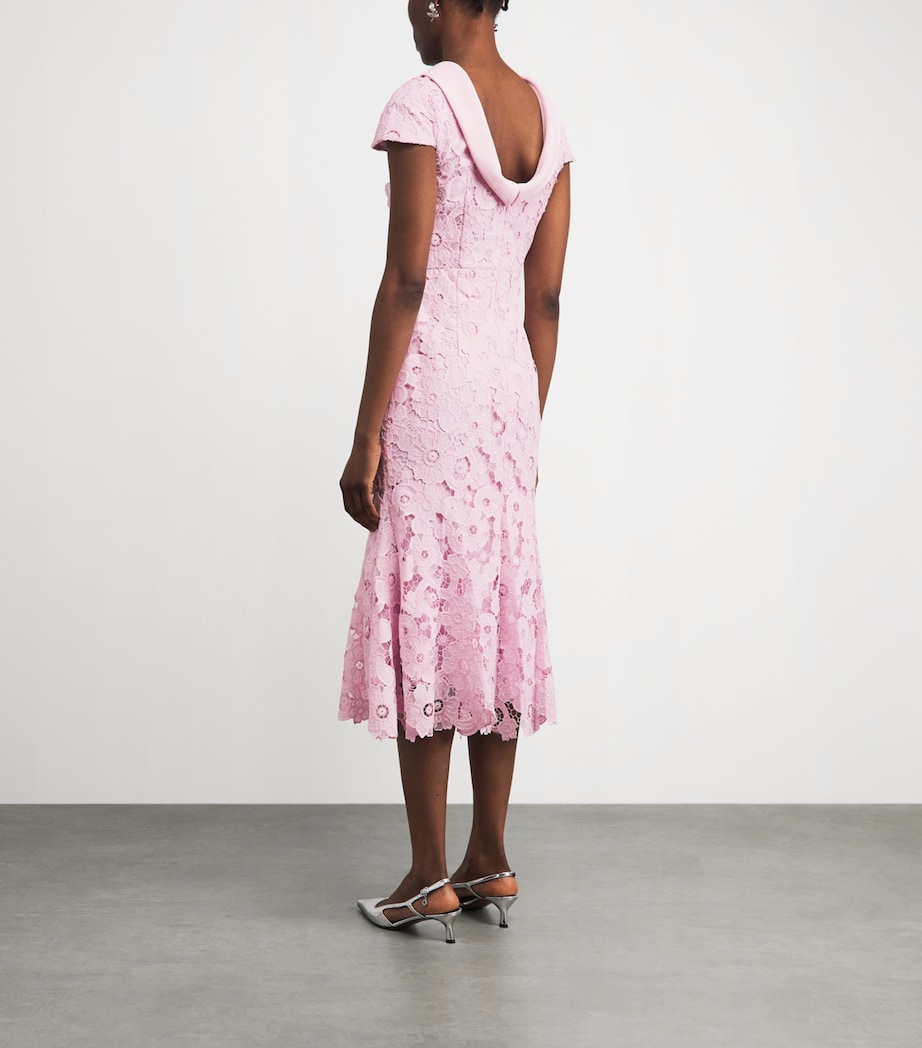 Self-Portrait Womens Lace Scoop-Back Midi Dress Pink Image 4