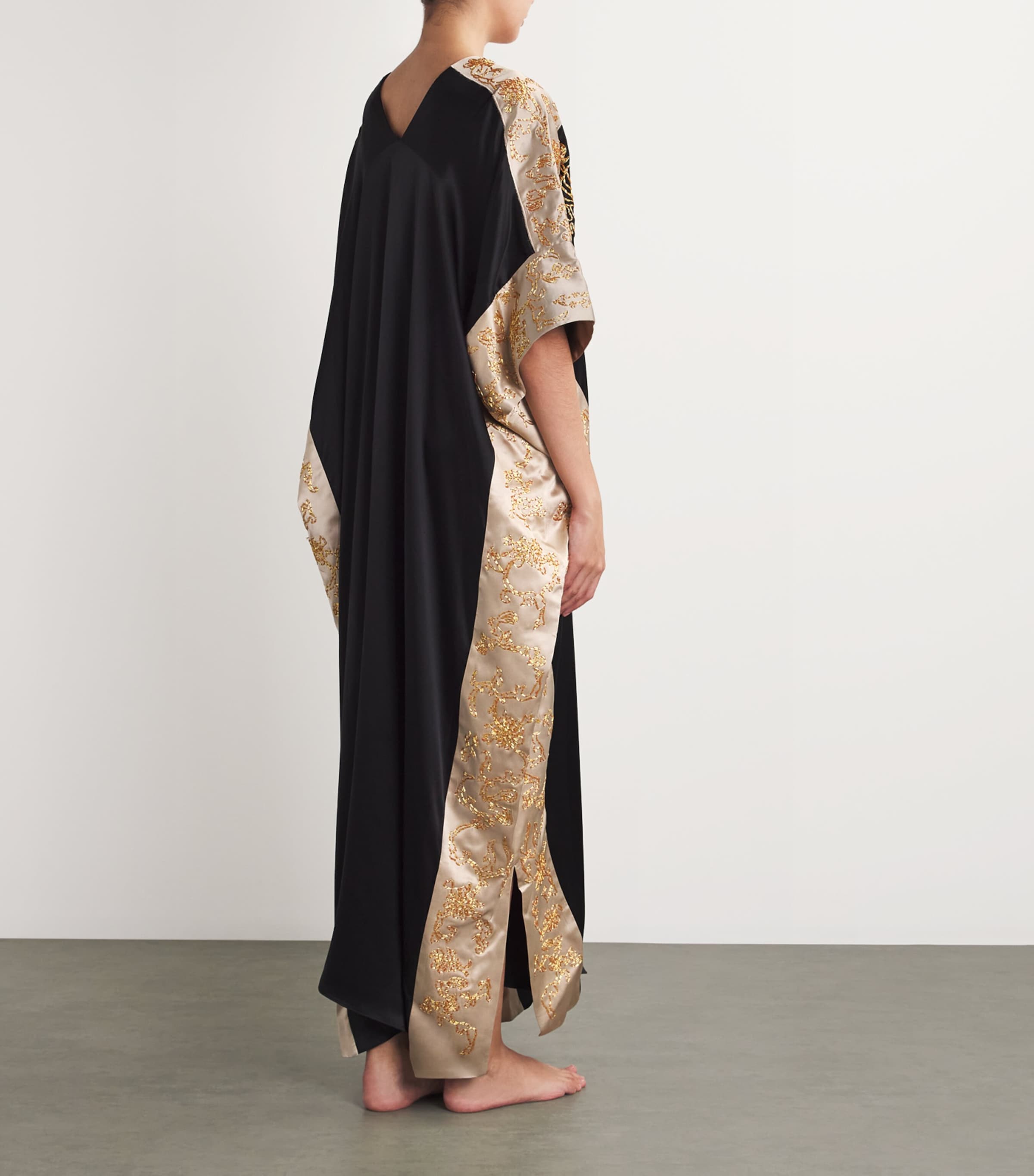 Natori Womens Silk Cocoon Dragon Kaftan Blk Black Image 3