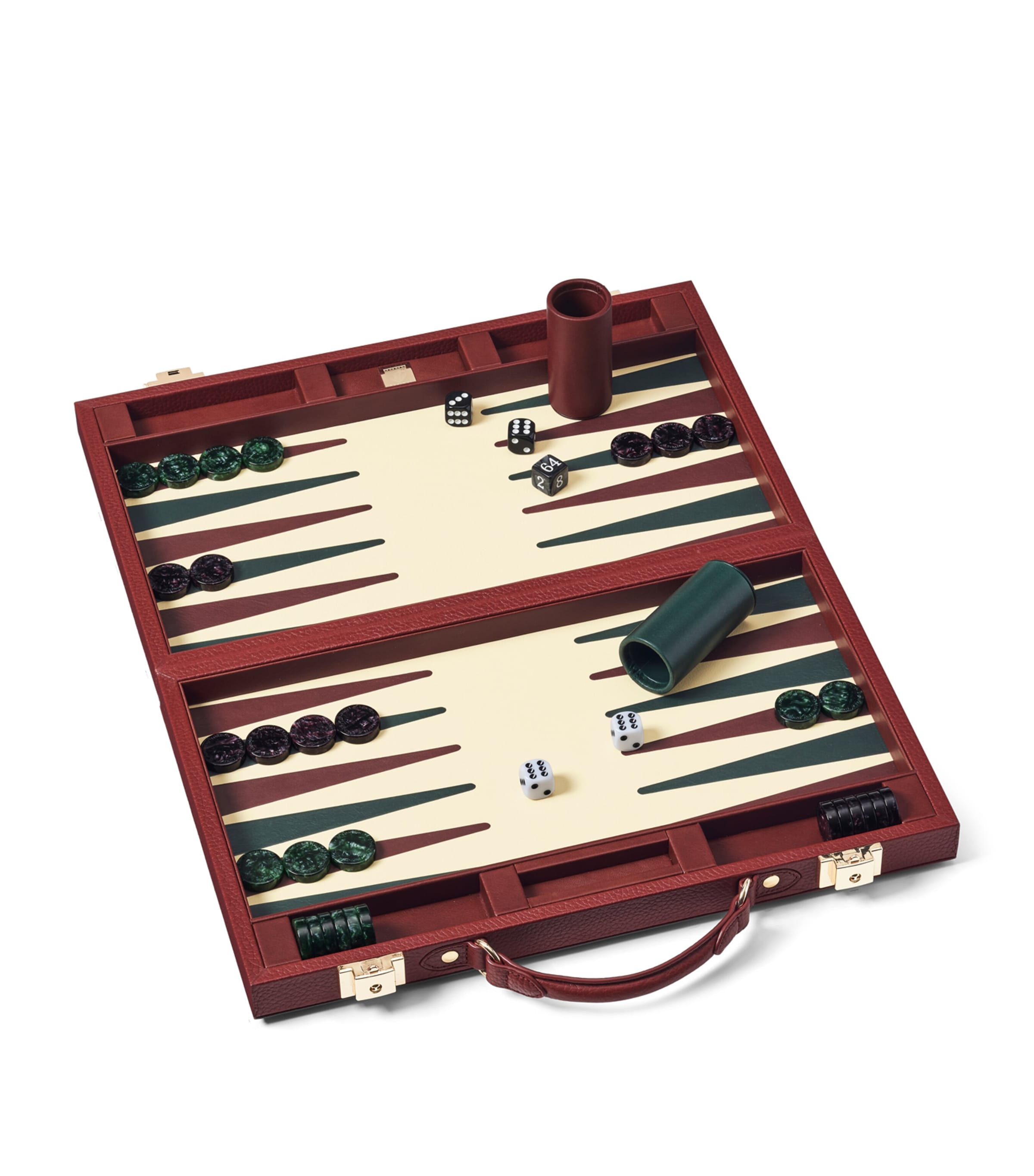15-Inch Pebbled Leather Backgammon Set MERLOT Image 3