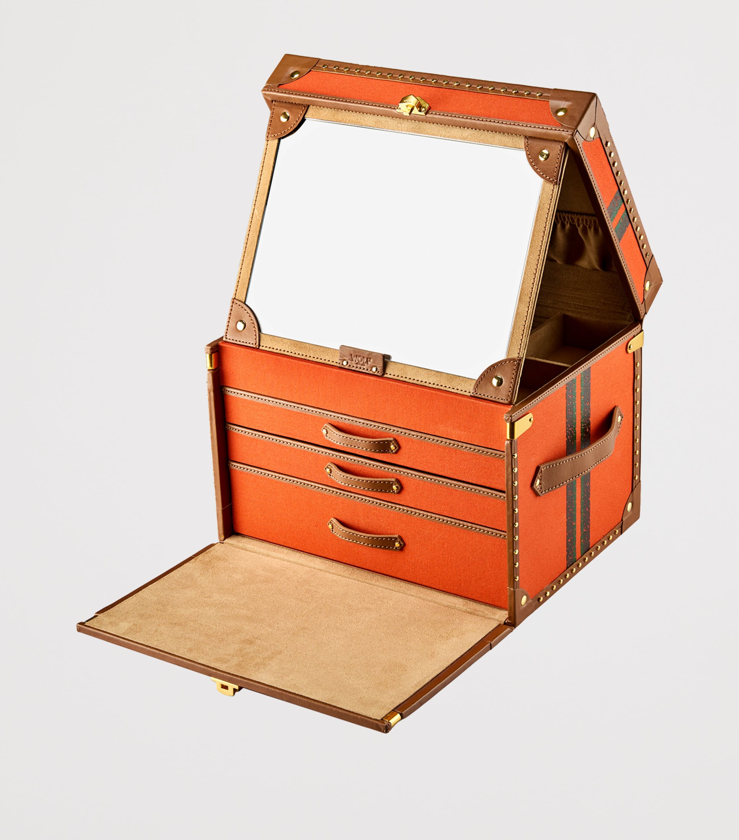 WOLF Canvas Ida Trunk Jewellery Box Orange Image 4