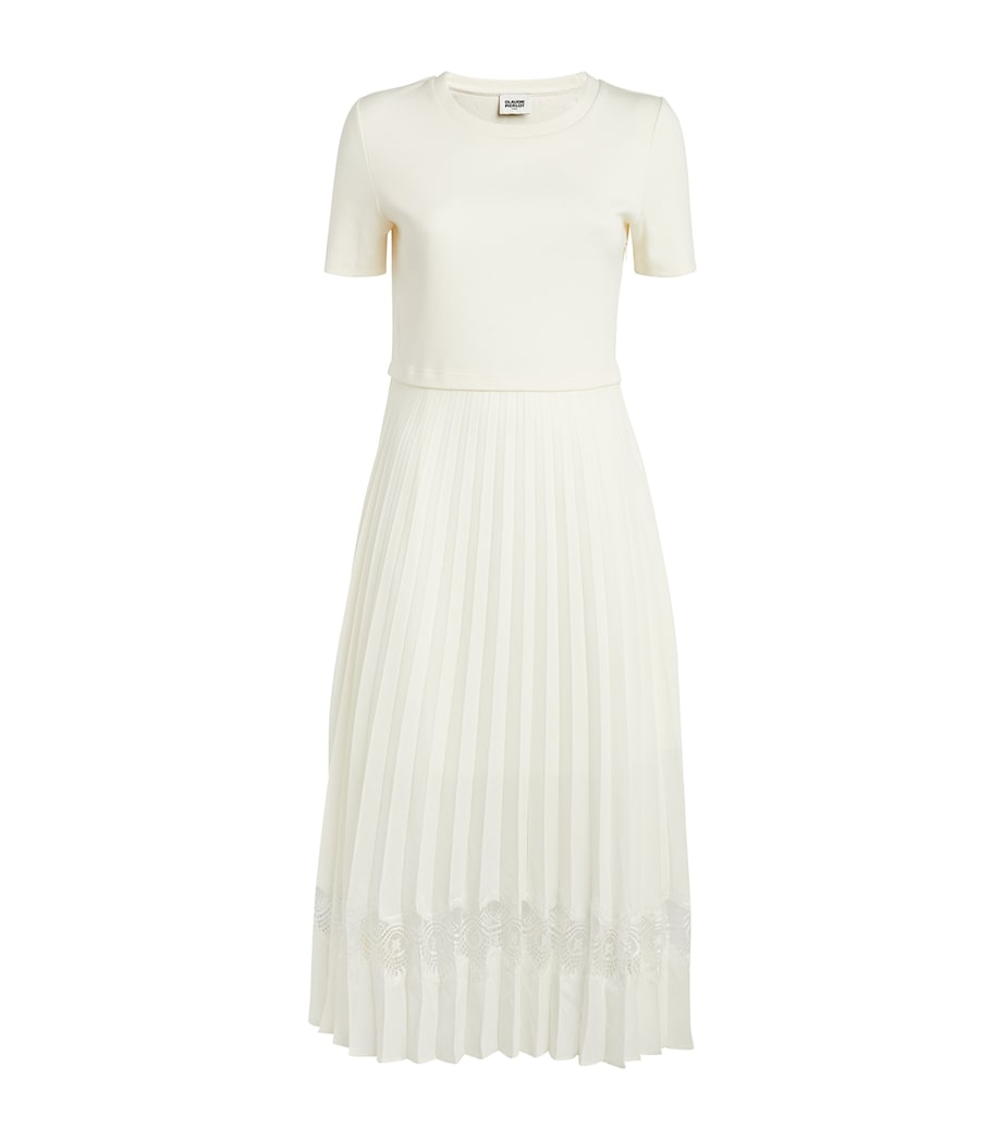 Lace-Trim Pleated Dress IVORY Image 1