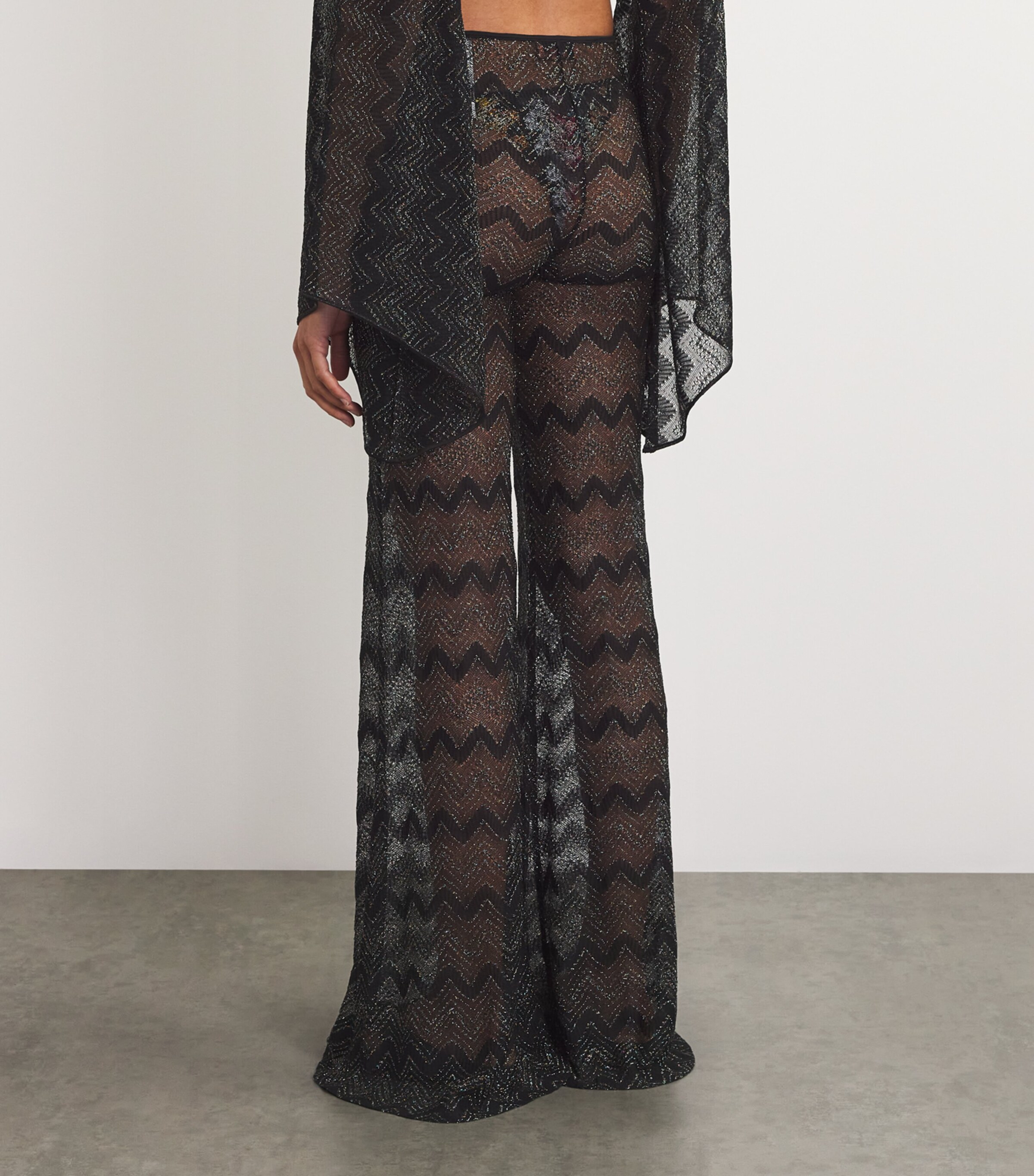 Zigzag Flared Trousers S91N1 BLACK MLTI LME Image 4