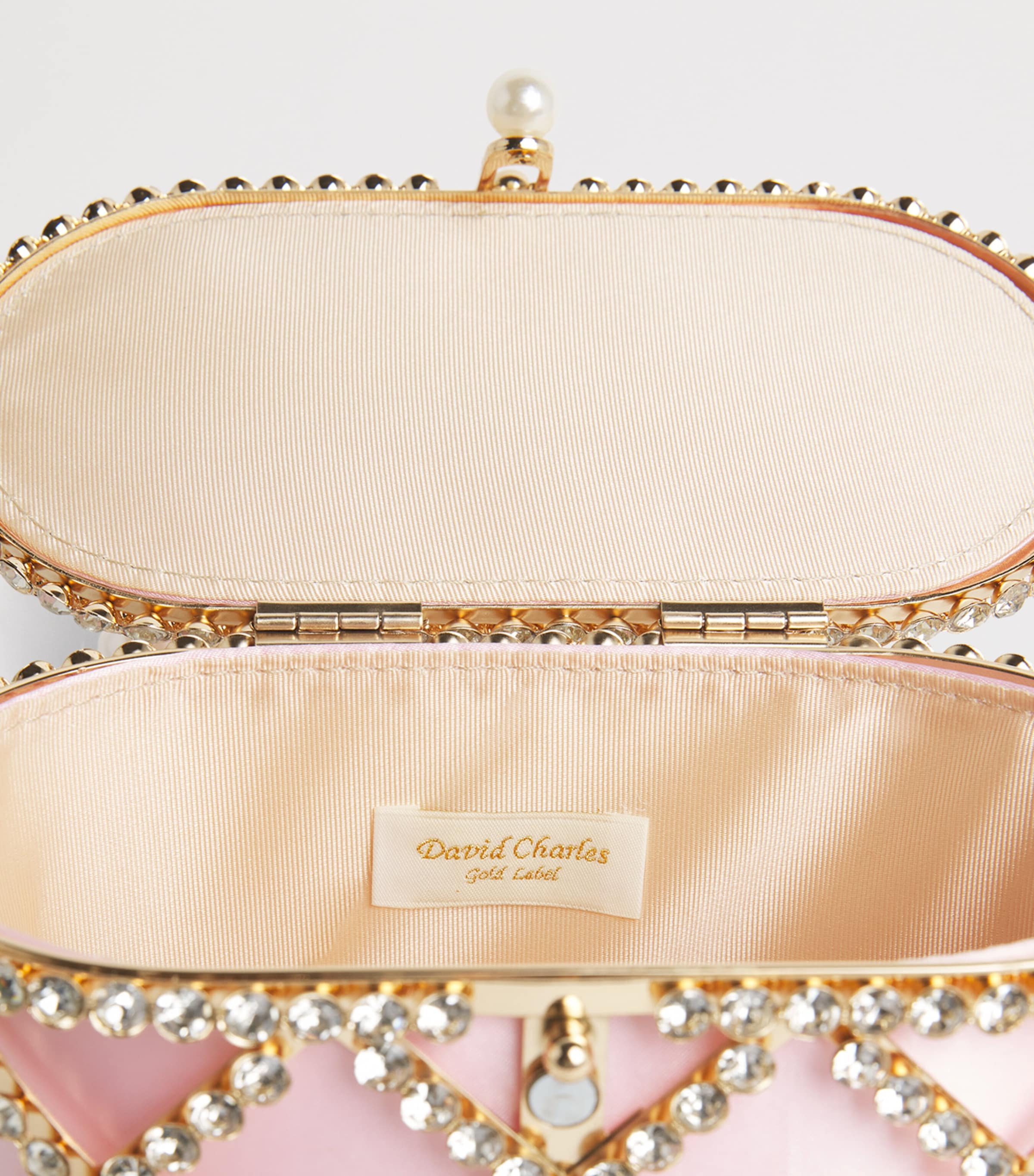 David Charles Rhinestone-Embellished Mesh Top-Handle Bag X Pink Image 3
