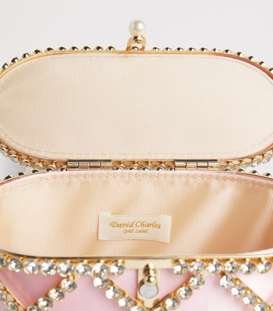 David Charles Rhinestone-Embellished Mesh Top-Handle Bag X Pink Image 3