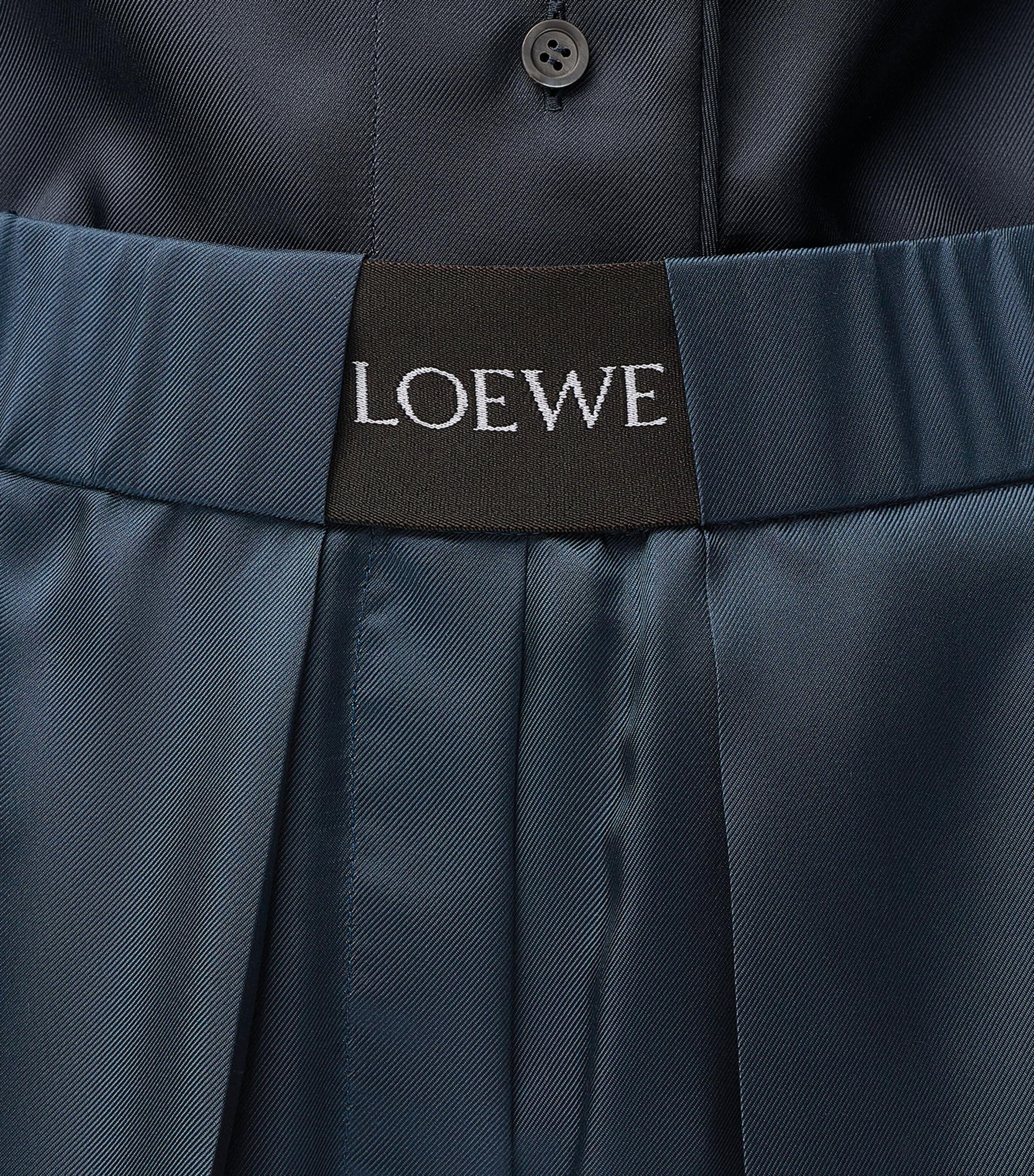 LOEWE Womens Silk-Blend Logo Waistband Trousers Dark Grey Image 5