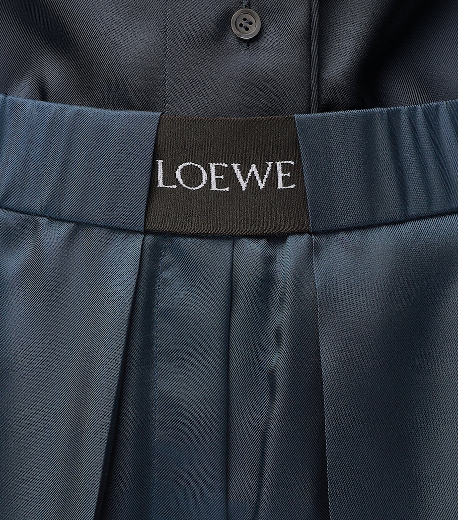 LOEWE Womens Silk-Blend Logo Waistband Trousers Dark Grey Image 5