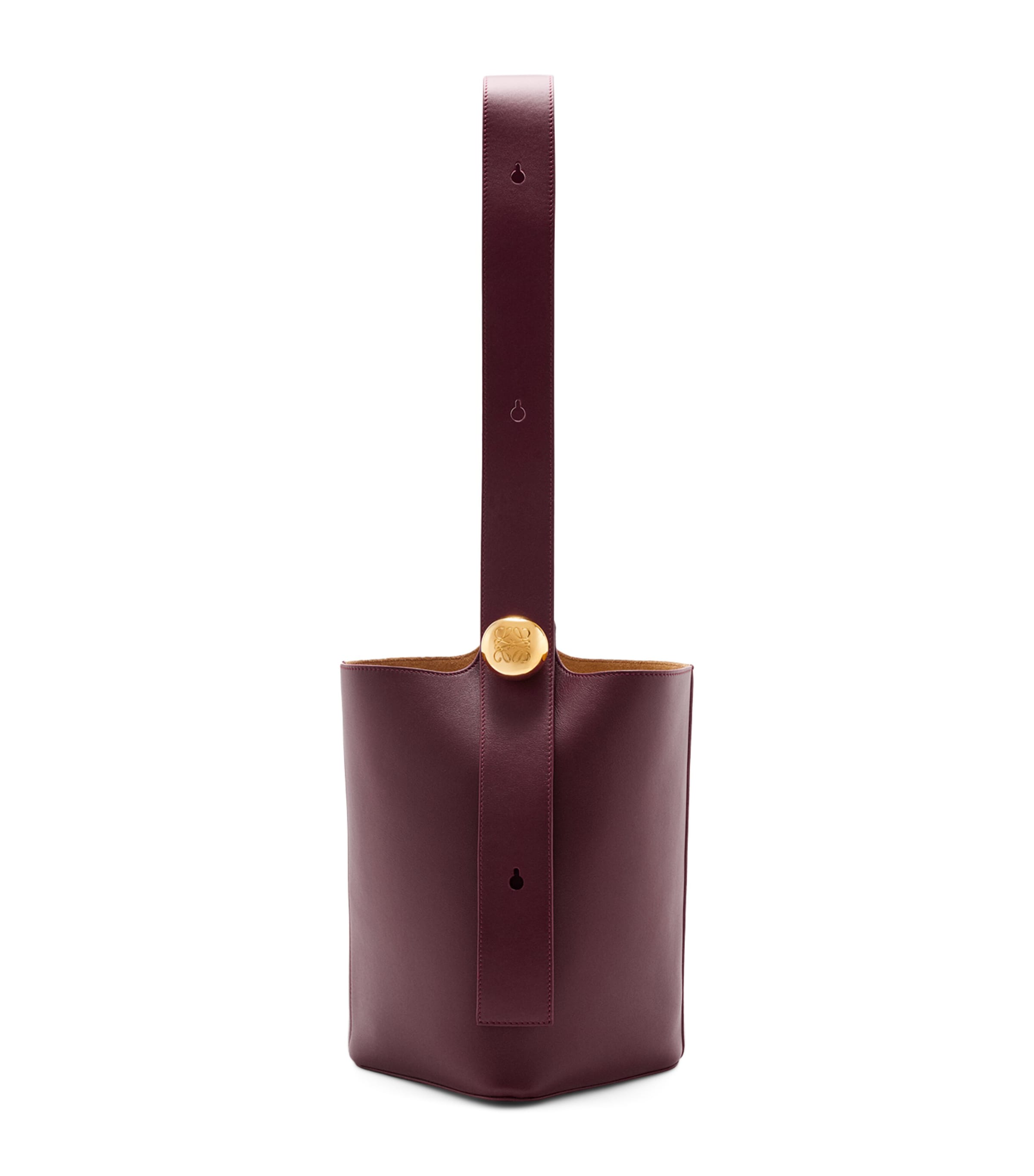 Loewe Medium Pebble Bucket Bag In Mellow Calfskin In Burgundy