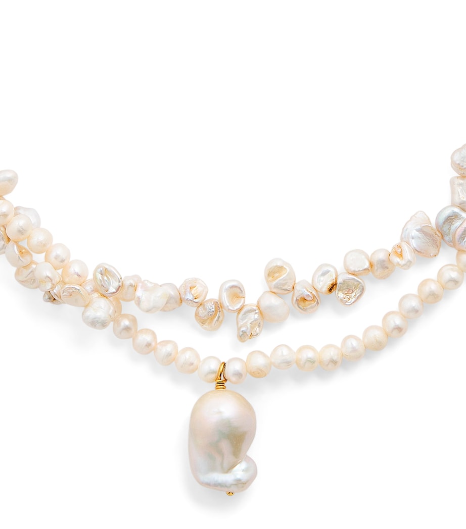 Freshwater Pearl Twisted Flower Necklace PEARL Image 1