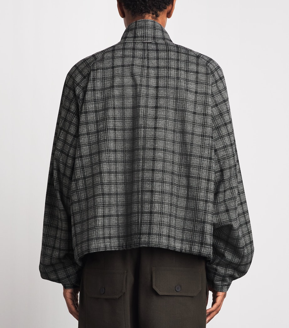 System Mens Check Bomber Jacket Dark Grey Image 5