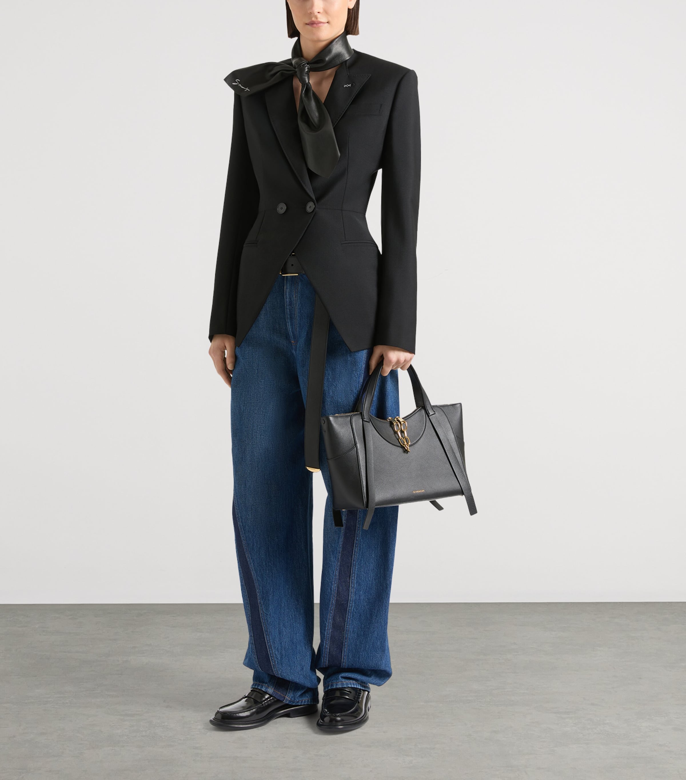 Givenchy Womens Two-Tone Cocoon Wide-Leg Jeans Image 2