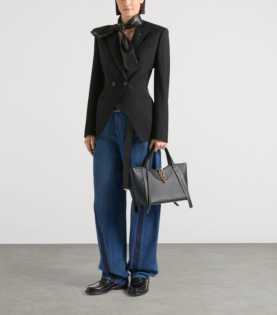 Givenchy Womens Two-Tone Cocoon Wide-Leg Jeans Image 2
