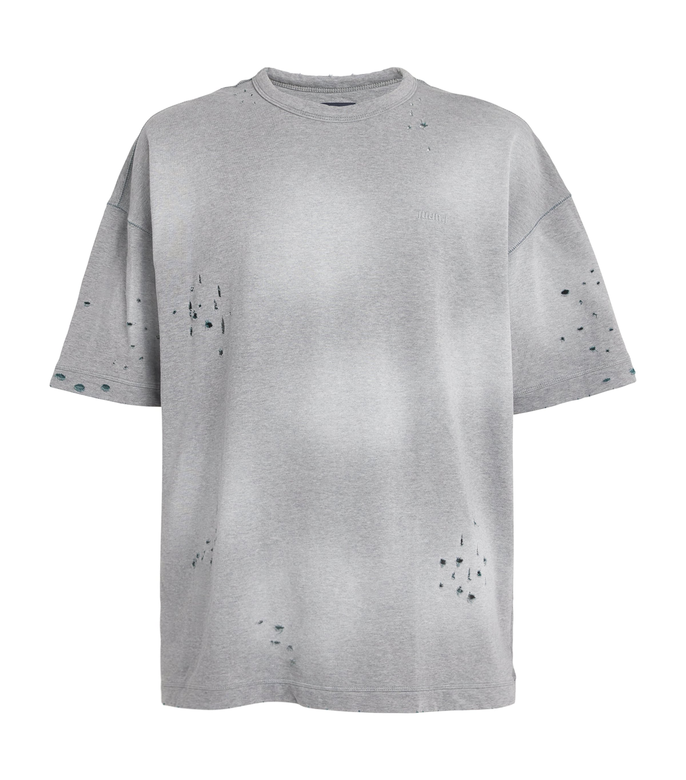 Juunj Cotton Distressed T-shirt In Grey