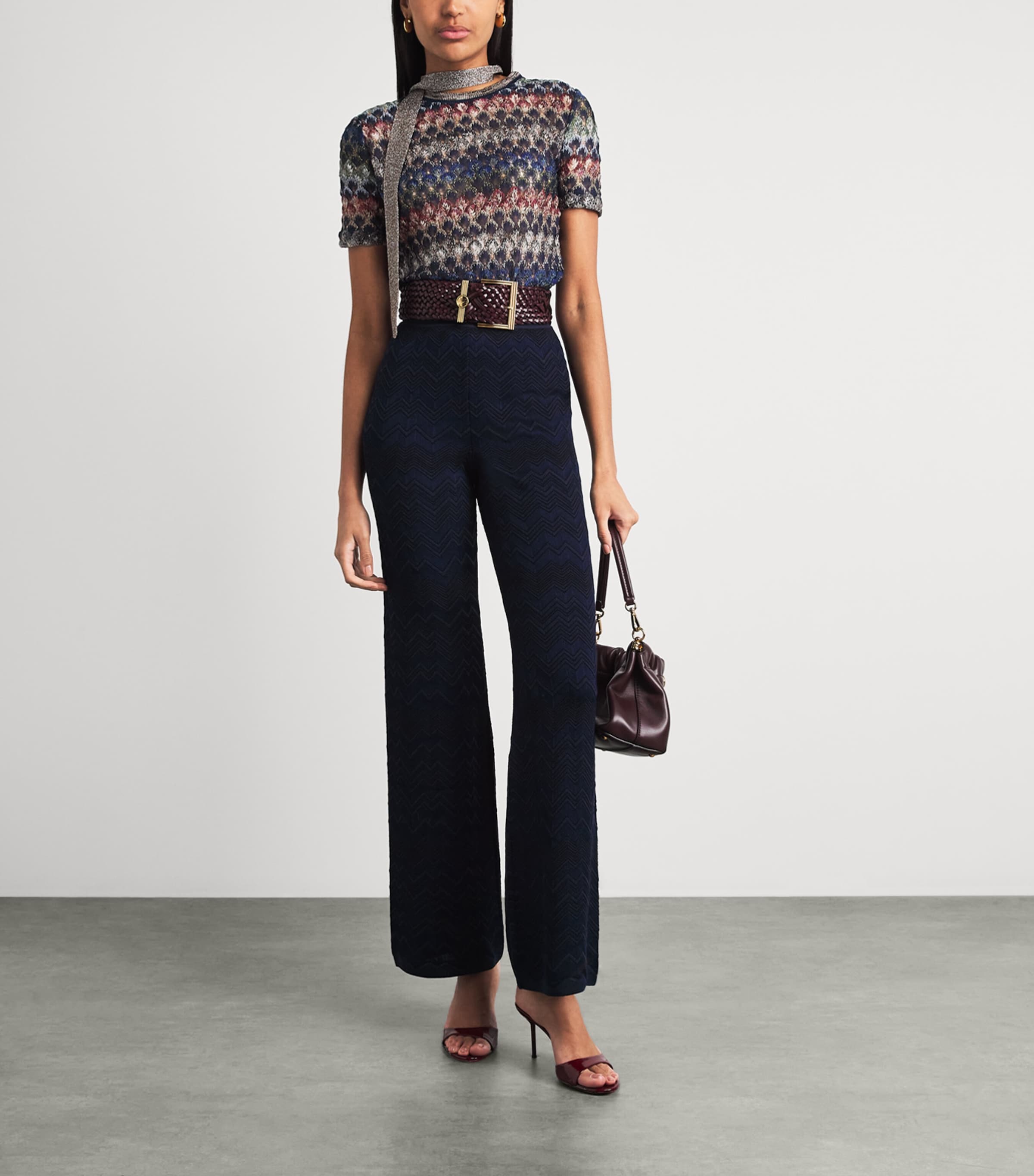 Missoni Womens Knitted Metallic T-Shirt Smspv Multi Drk Vrsn Image 2