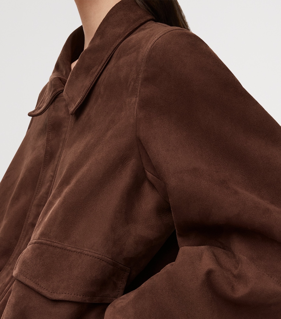 Leather-Blend Bomber Jacket DARK BROWN Image 5