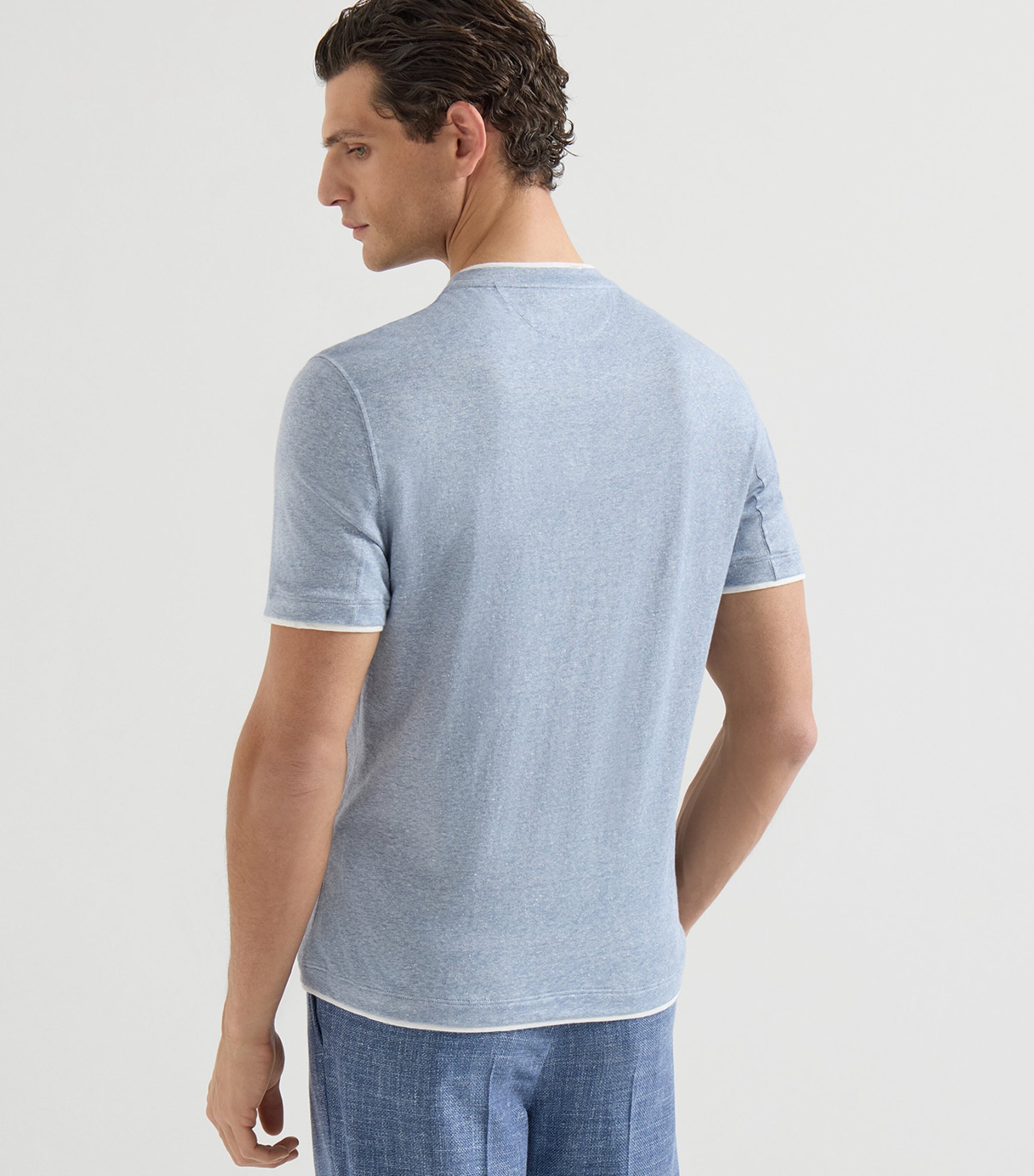 Brunello Cucinelli Mens Linen-Cotton Faux-Layered T-Shirt Image 5
