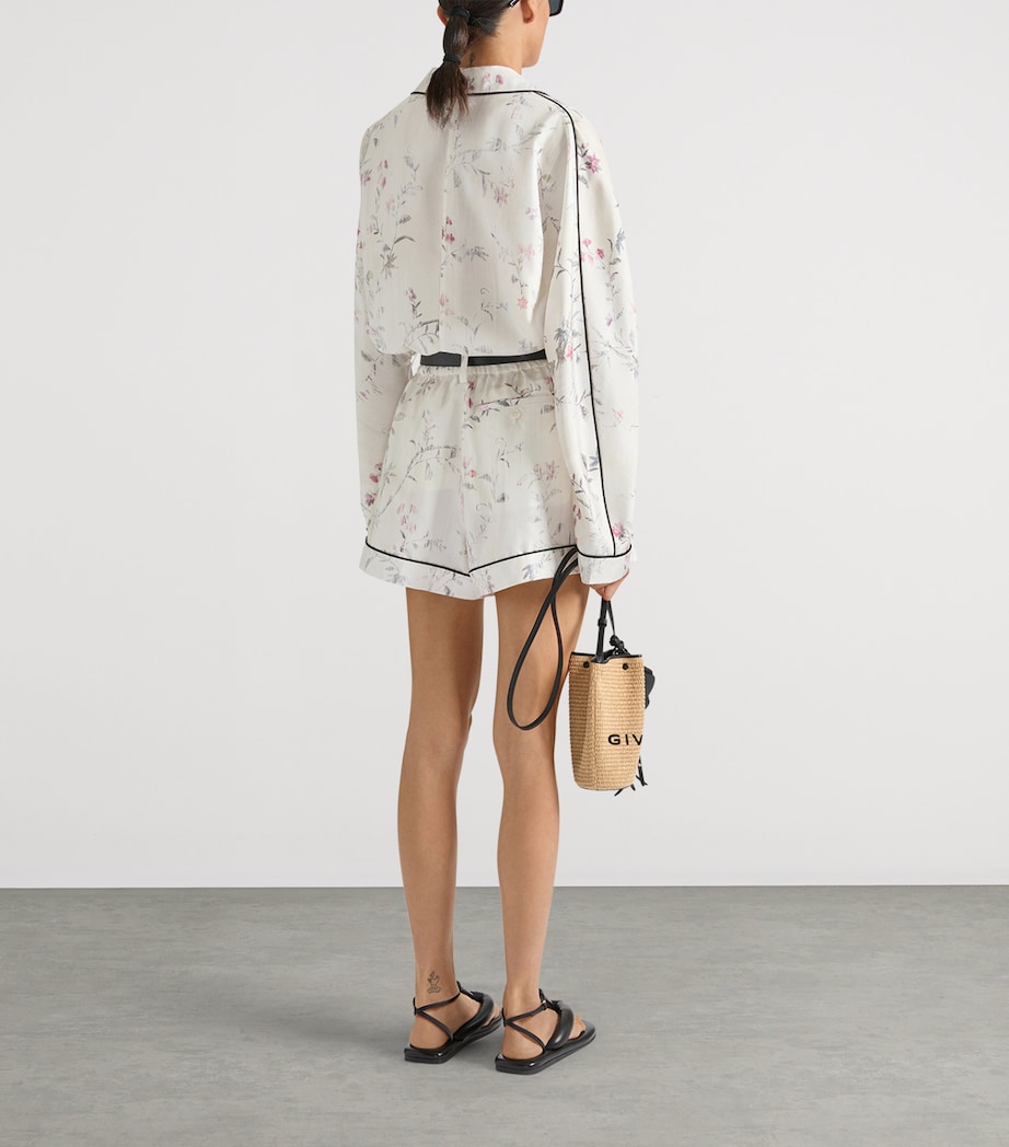 Givenchy Womens Silk Floral Shorts White Image 4