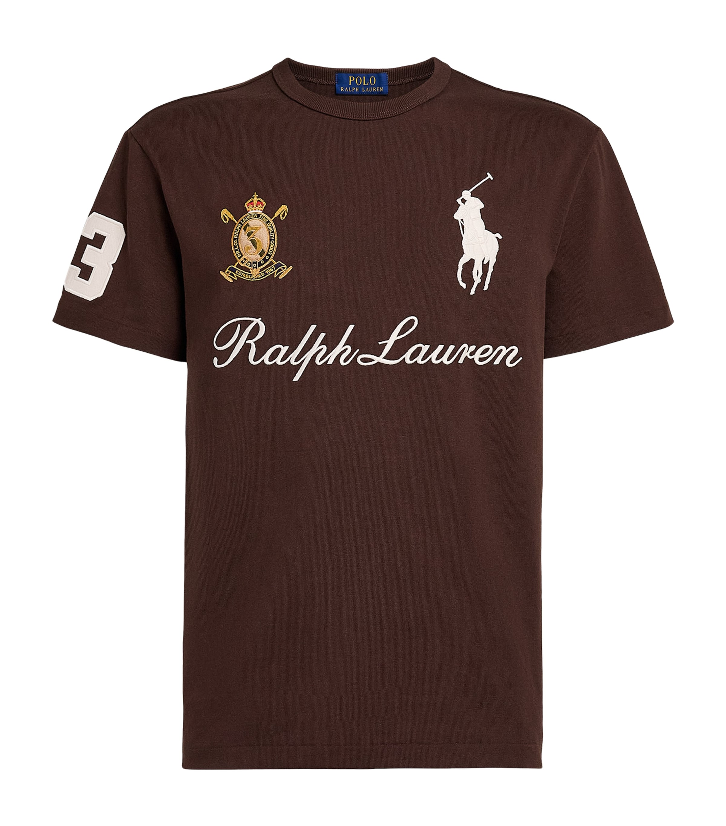 Polo Ralph Lauren Mens Signature Logo T-Shirt Nutmeg Brown Image 1