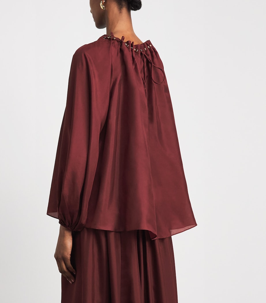 Zimmermann Womens Silk Beaded Aster Blouse Merlot Image 5