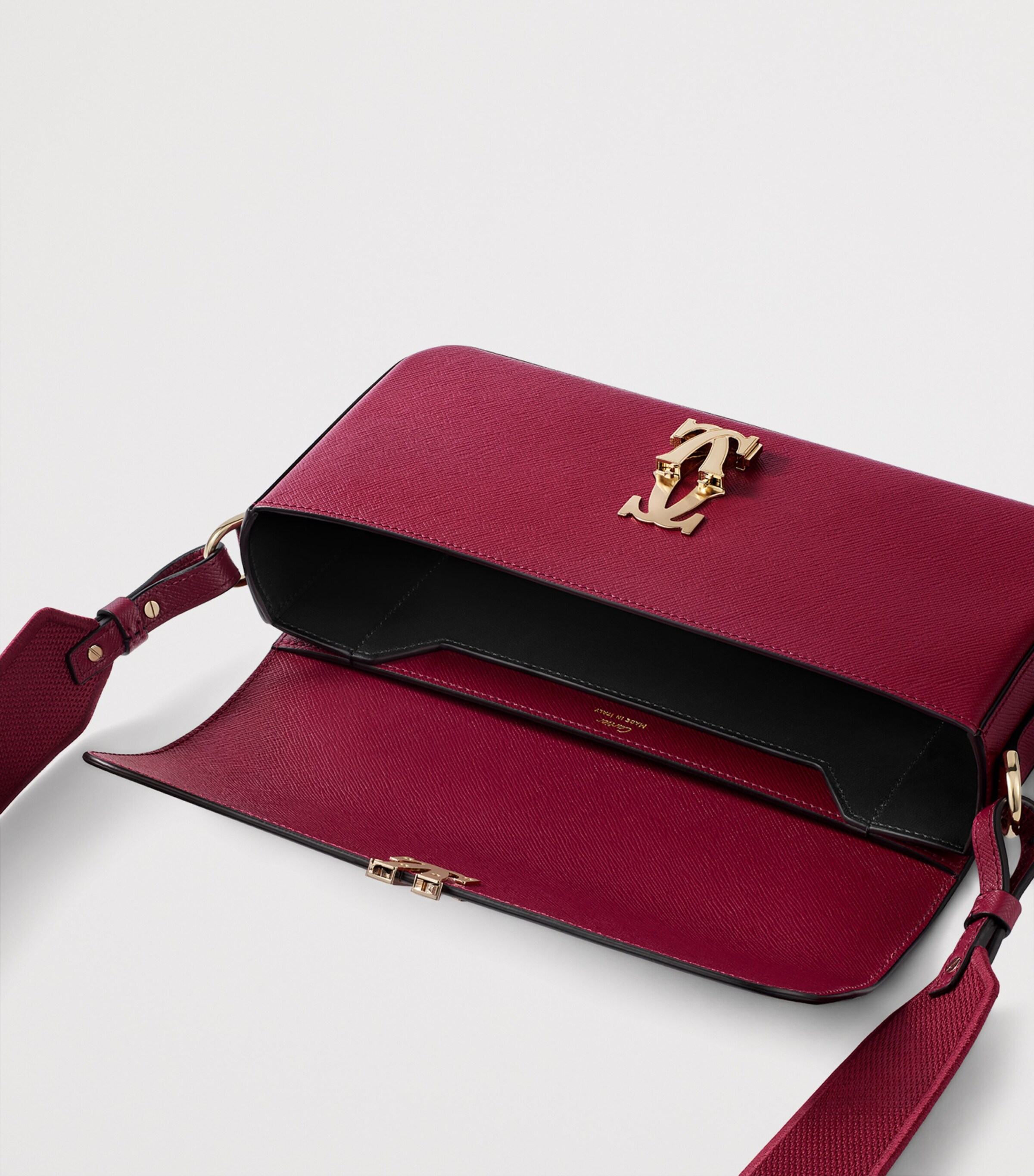 Leather C de Cartier East-West Shoulder Bag CHERRY Image 4