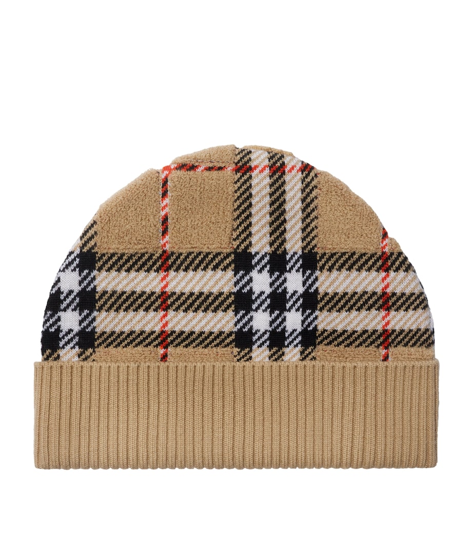 Wool Check Beanie SAND IP CHECK Image 1