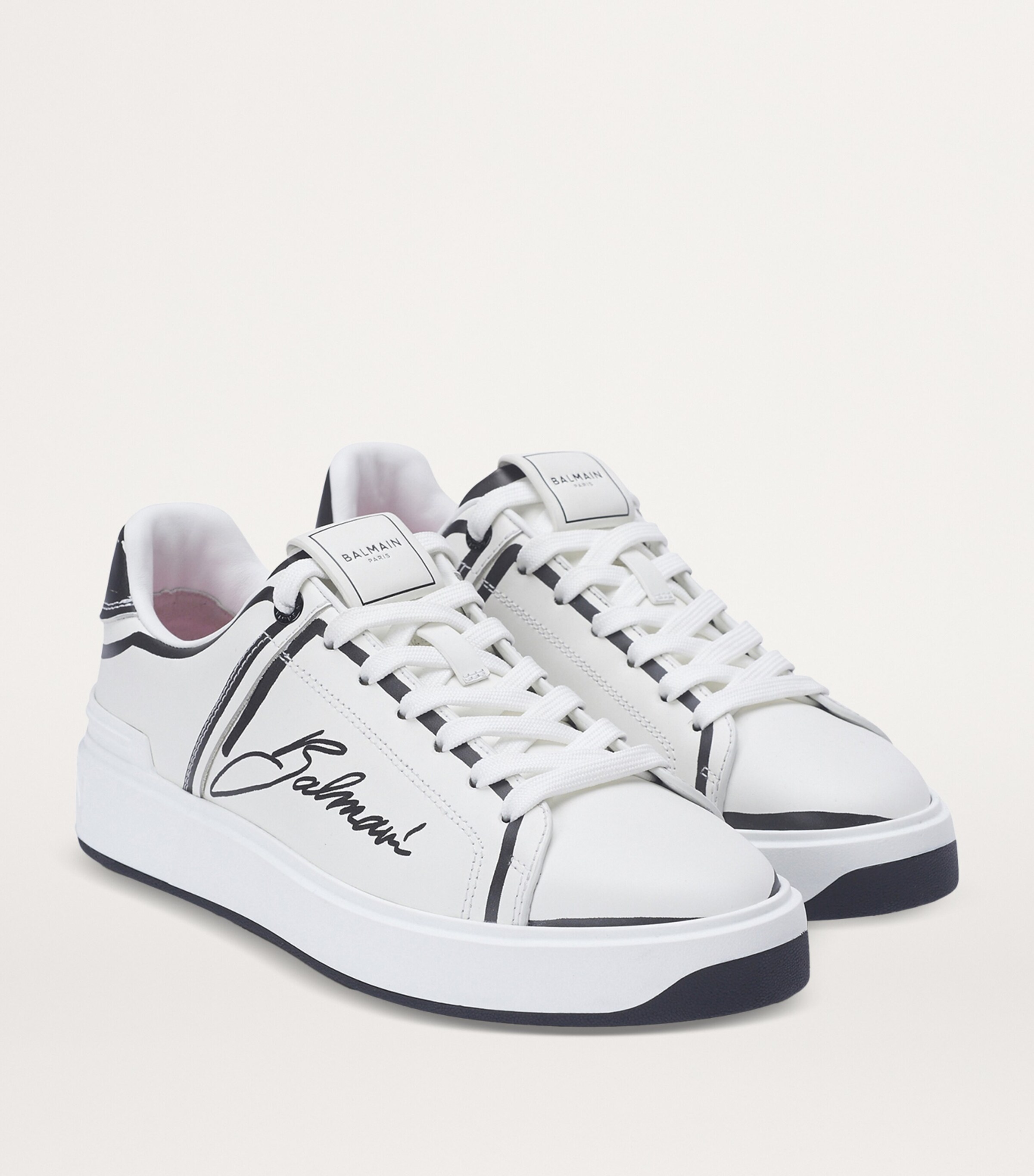 Balmain leather graffiti print b court sneakers white Balmain Women main image 3