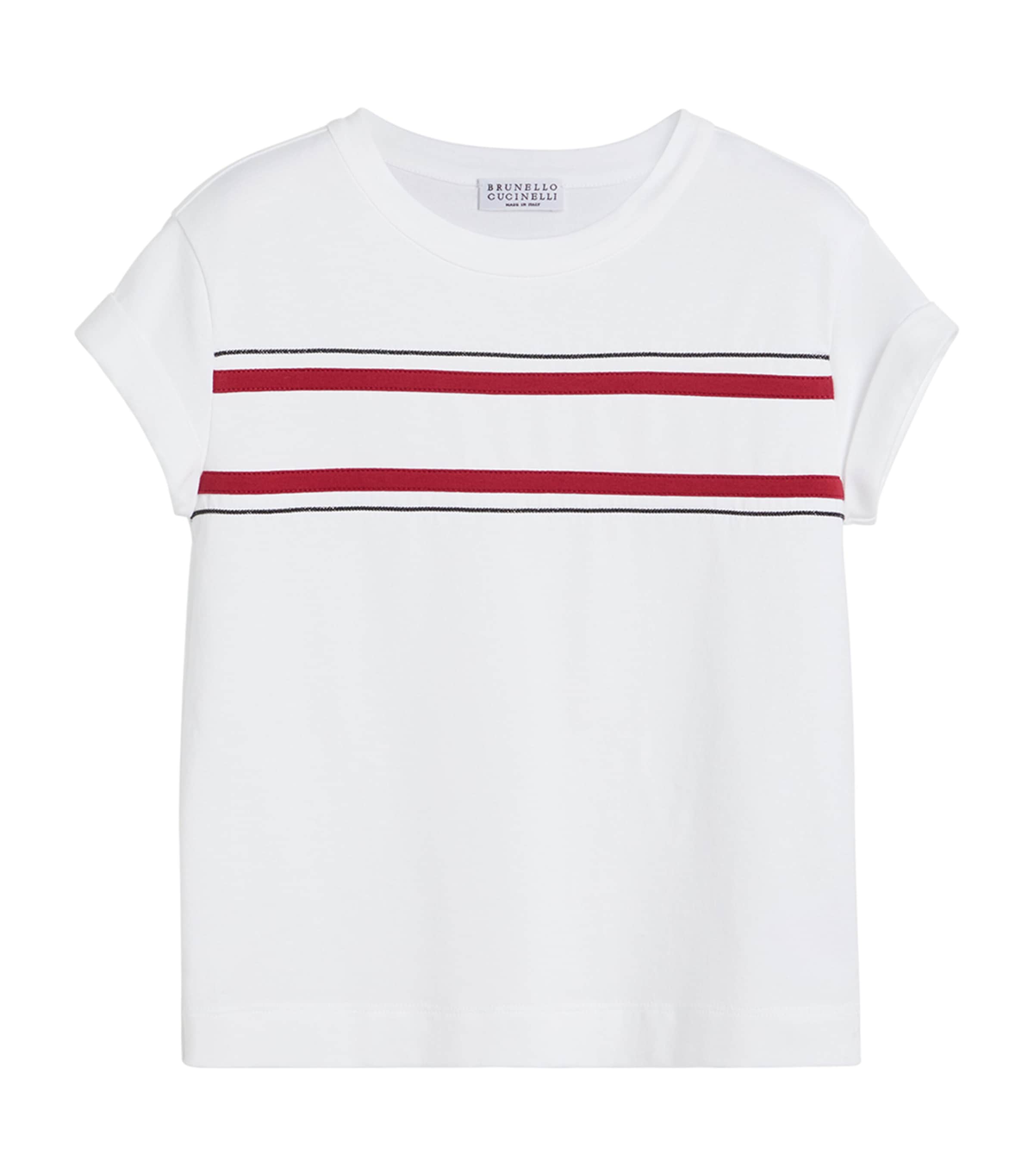 Brunello Cucinelli Cotton Jersey Stripe T-shirt In White