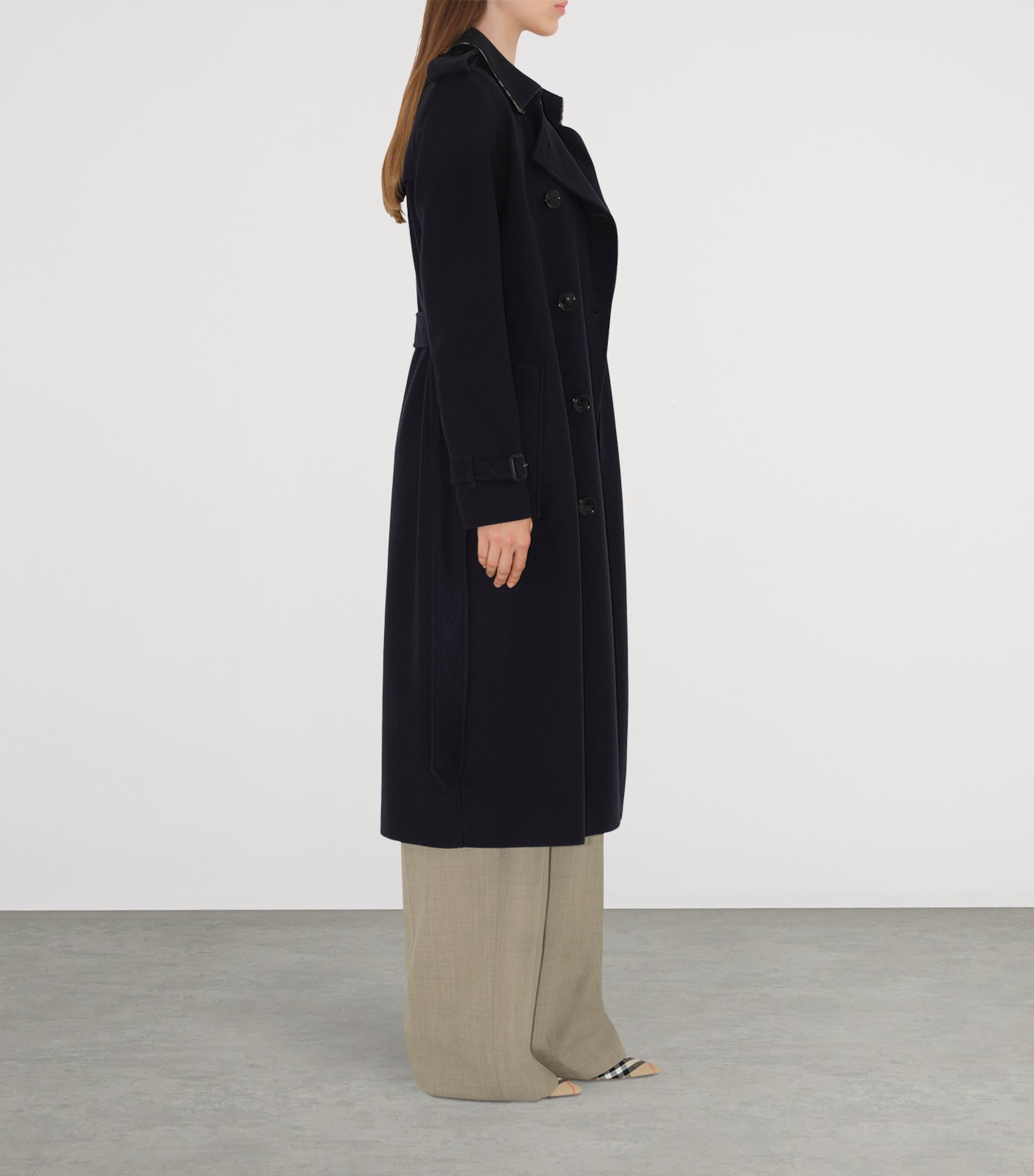Burberry Womens Cashmere Long Kensington Heritage Trench Coat Navy Image 4