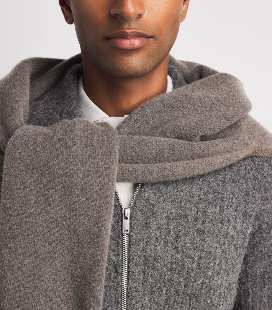 Samsøe Samsøe Mens Alpaca-Blend Sajob Zip-Up Cardigan Dark Grey Mel. Image 3