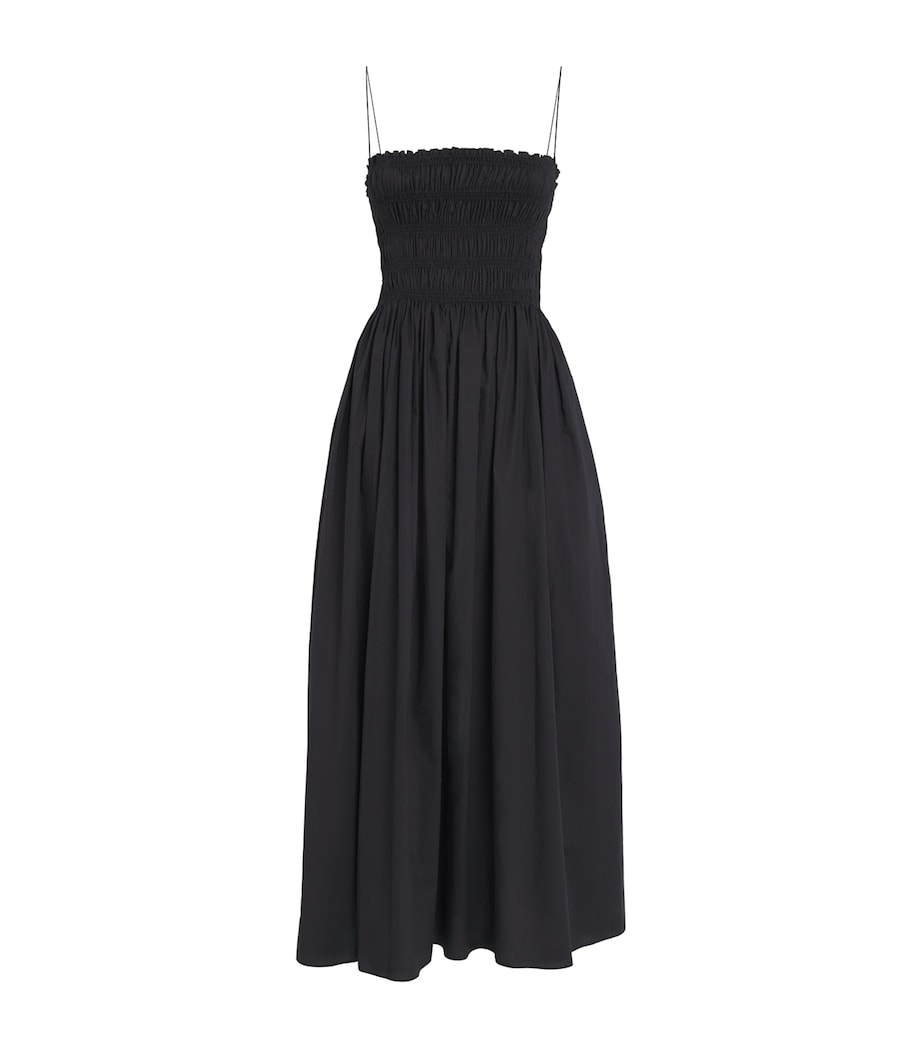 Matteau Womens Organic Cotton Shirred Maxi Dress Black Image 1