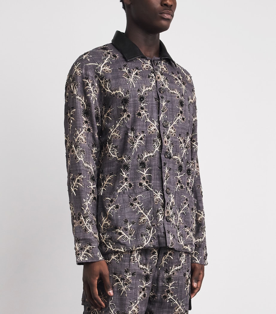 Kartik Research Mens Silk Embellished Chintz Jacket Black/ Ecru/ Grey Image 4