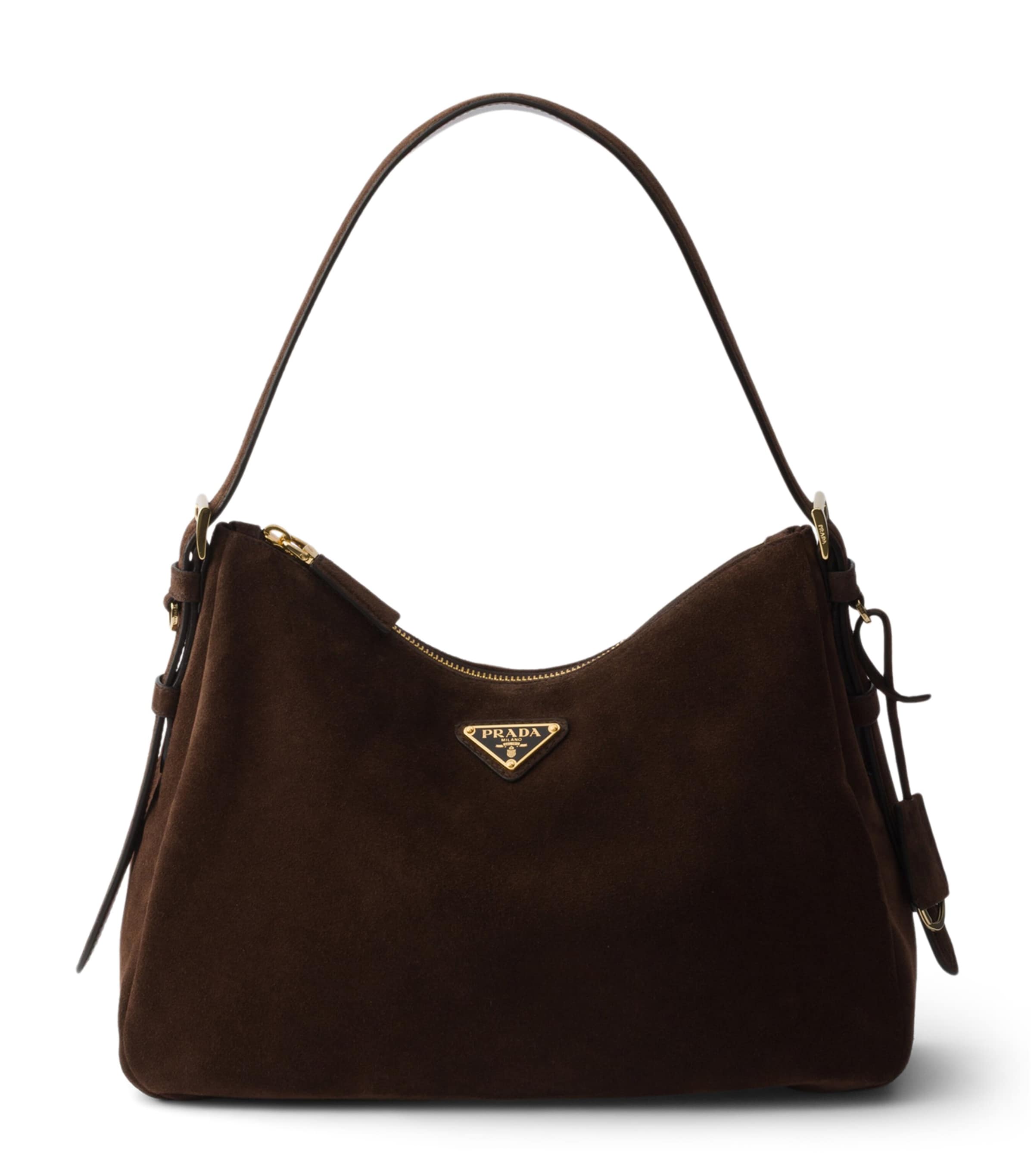 Prada Medium Suede Aimée Shoulder Bag Brown Image 1