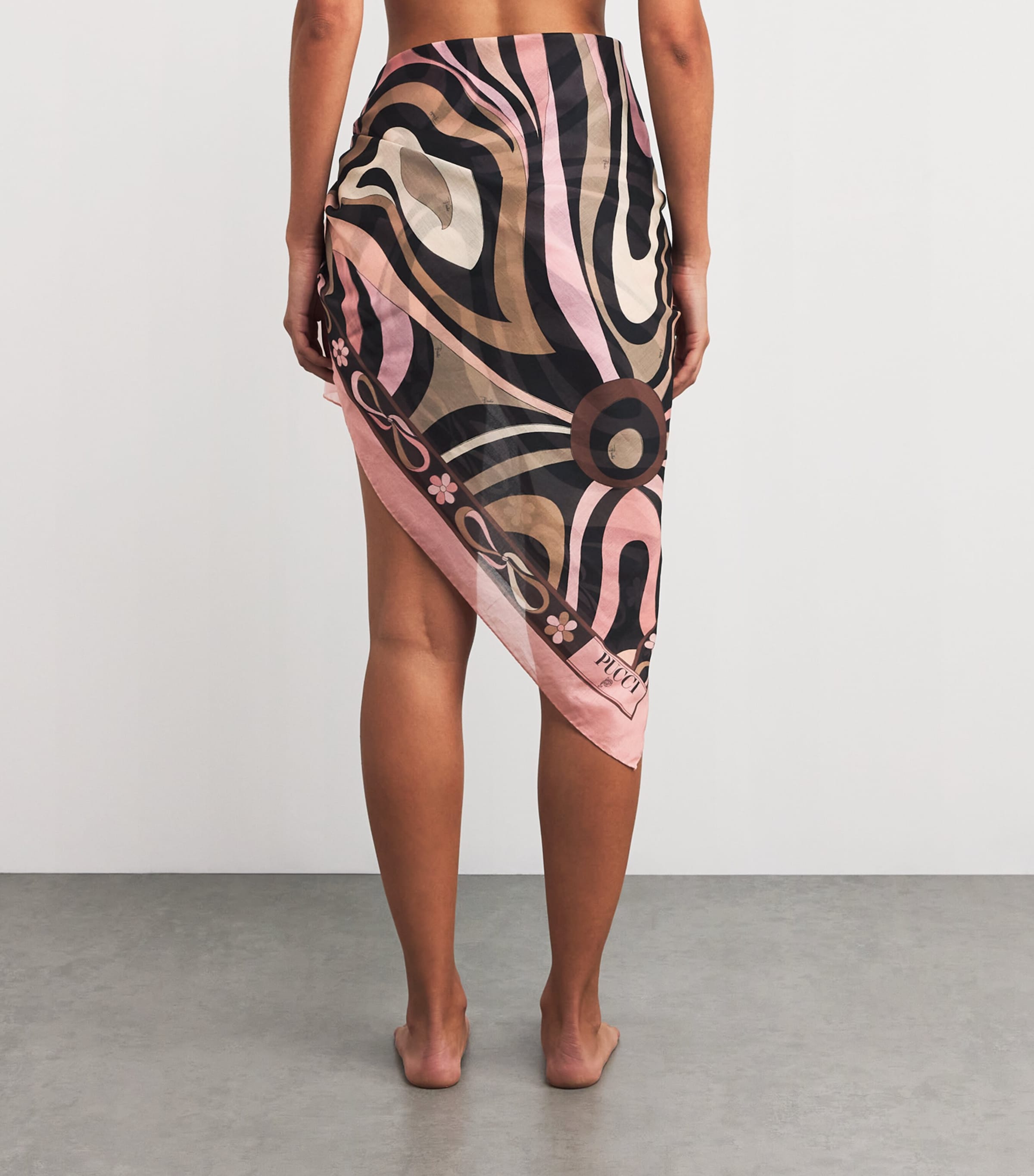 Cotton Marmo Print Sarong P22 NERO/NUDE Image 4