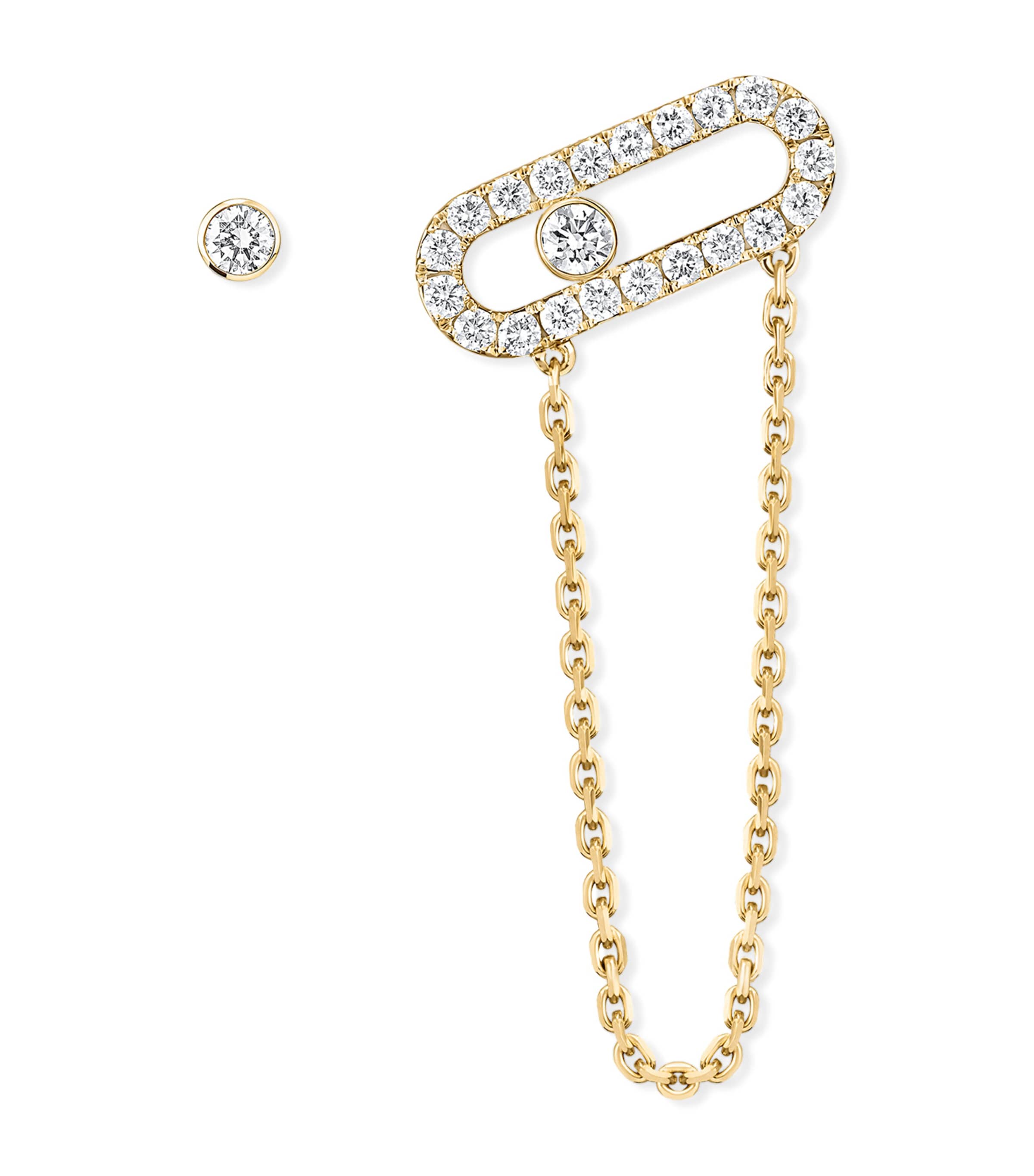 Messika Move Uno Yellow Gold and Diamond Asymmetric Earrings (0.30ct) Yellow Gold Image 1