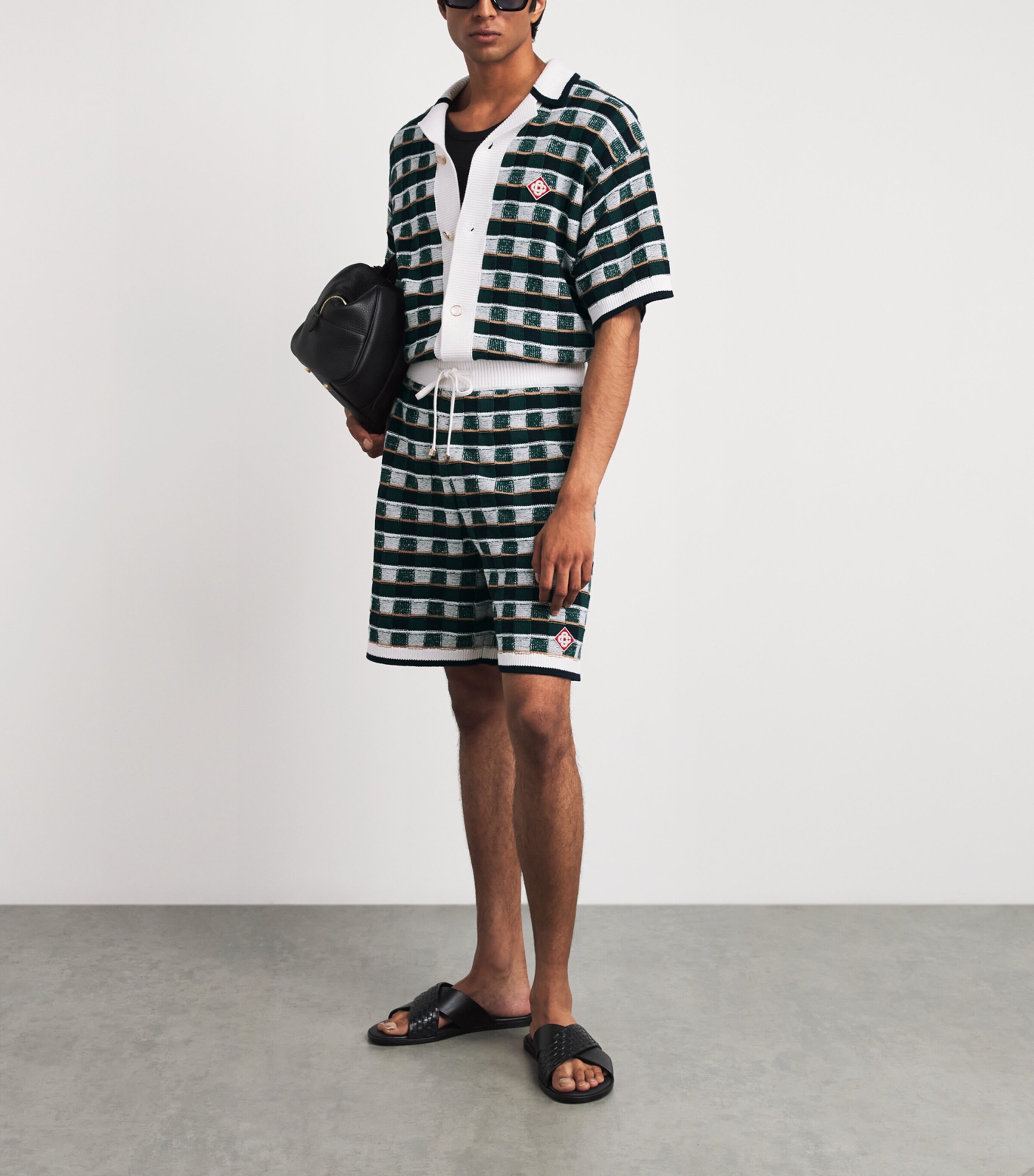 Casablanca Mens Cotton Crochet Mosaic Shorts Image 2