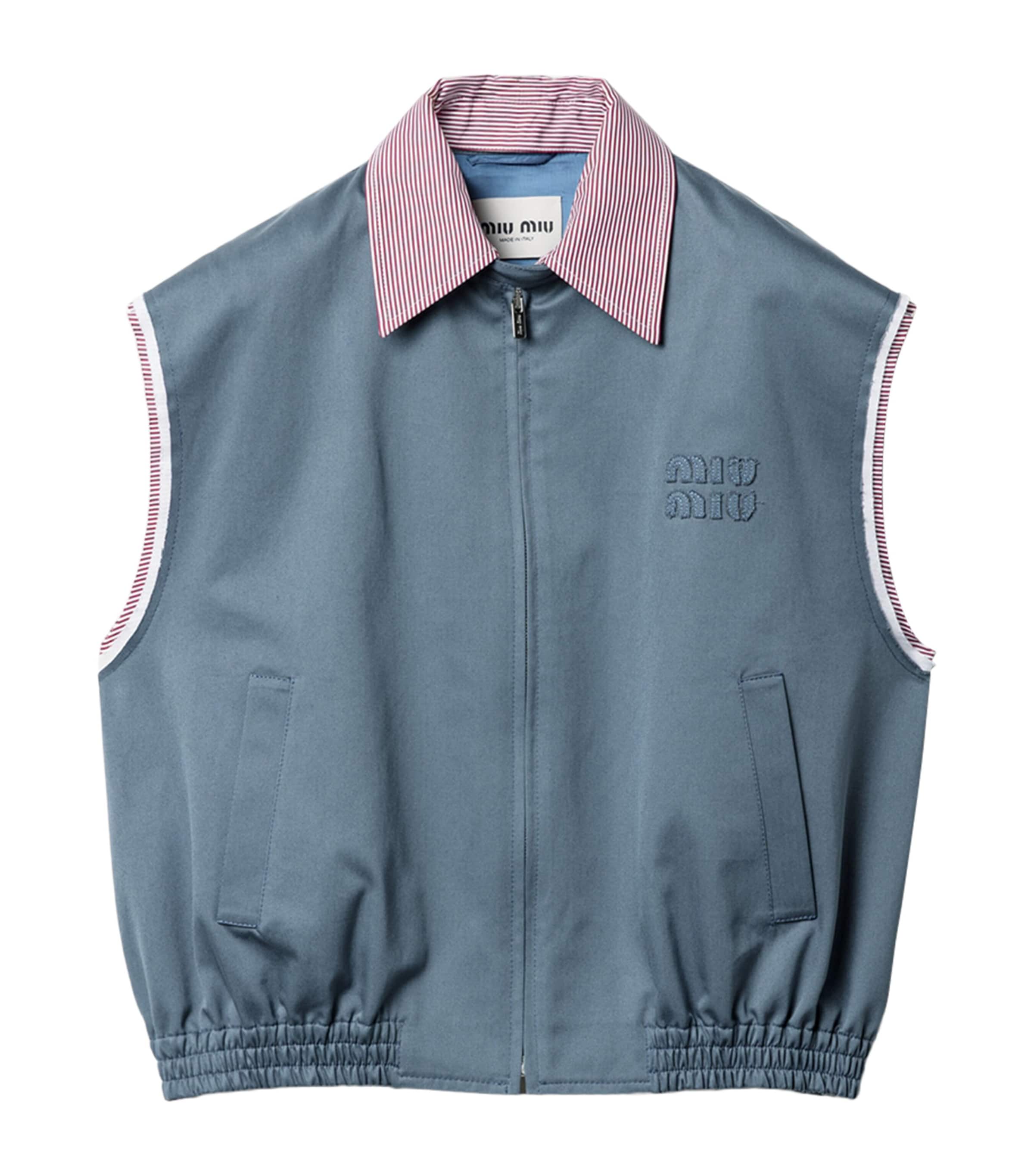 Miu Miu Womens Cotton Chino Vest Blue Image 1