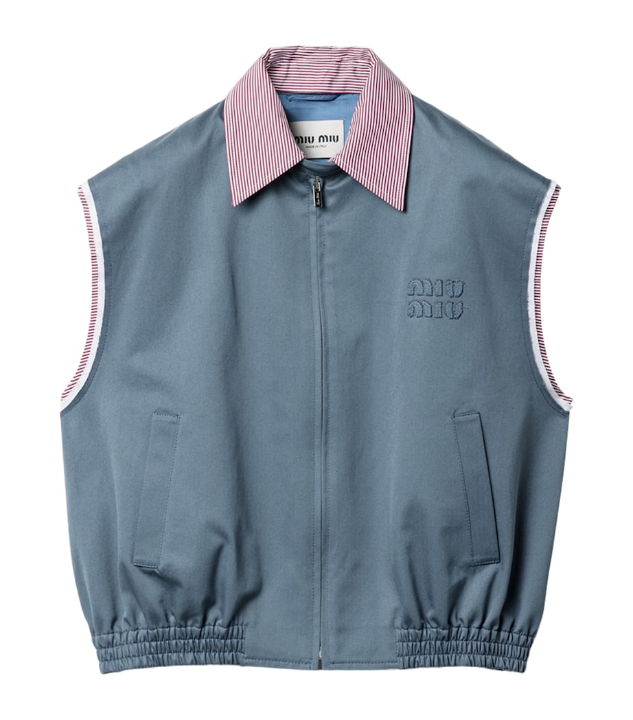 Miu Miu Womens Cotton Chino Vest Blue Image 1