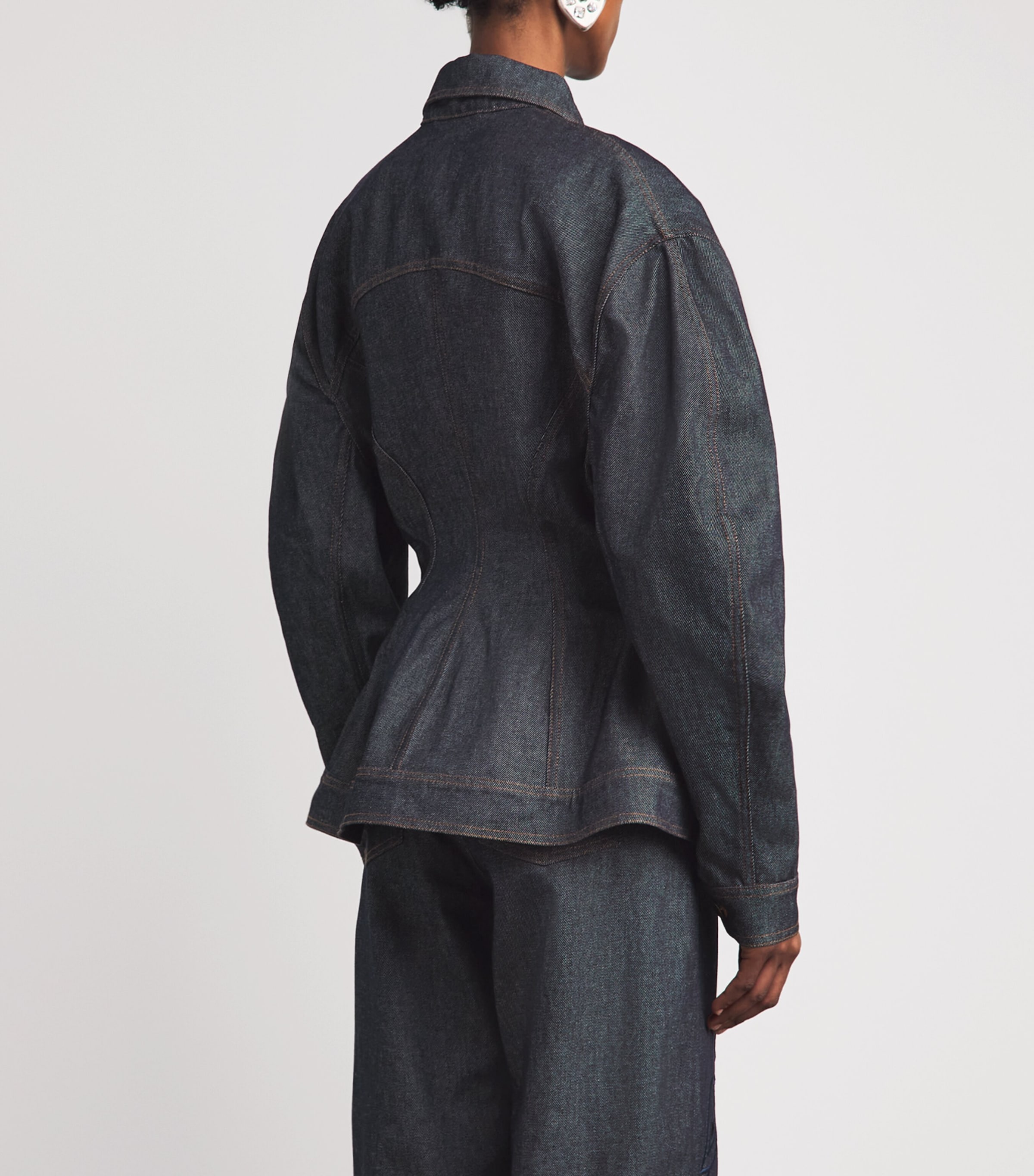 Christie Brown Womens Laser-Cut Denim Jacket Nvb Image 5