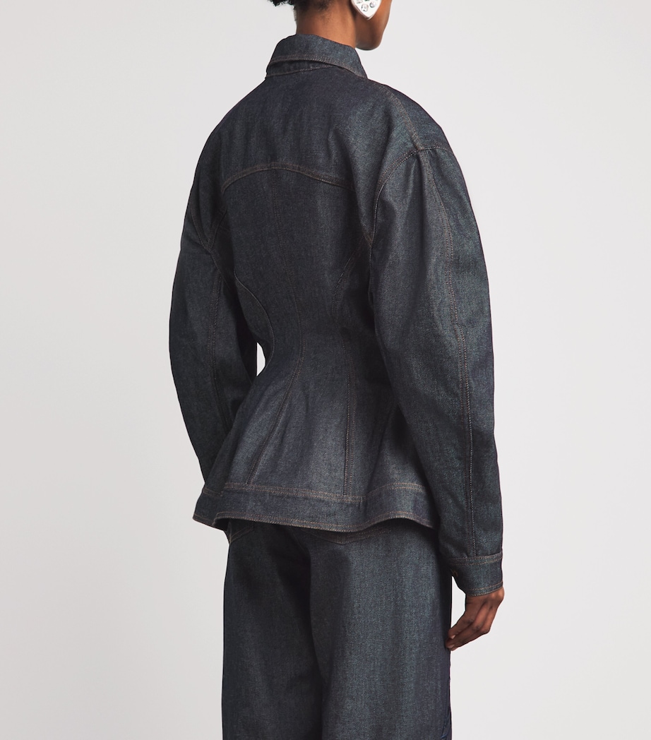Christie Brown Womens Laser-Cut Denim Jacket Nvb Image 5