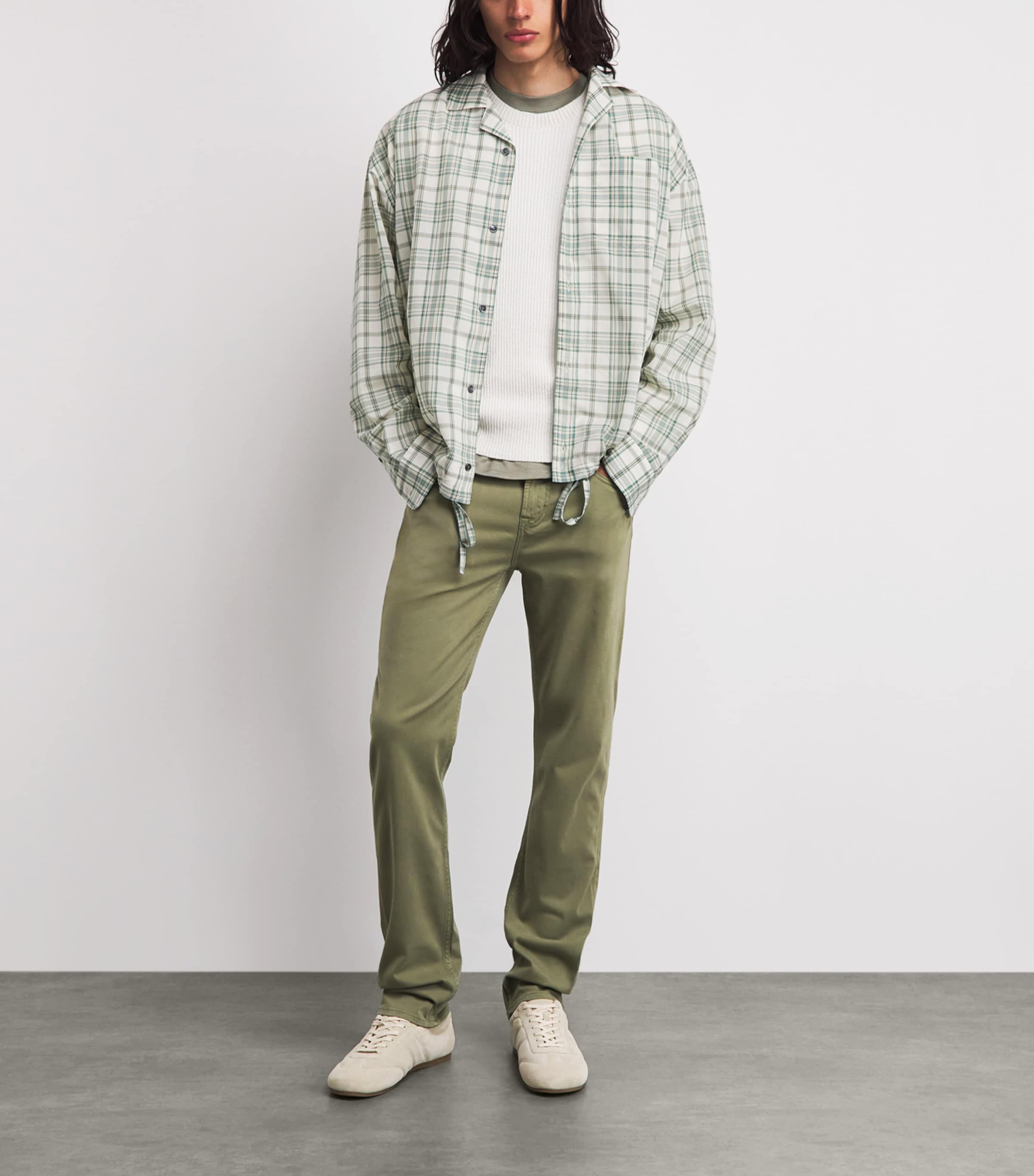 7 For All Mankind Mens Slimmy Luxe Performance Chinos Green Image 2
