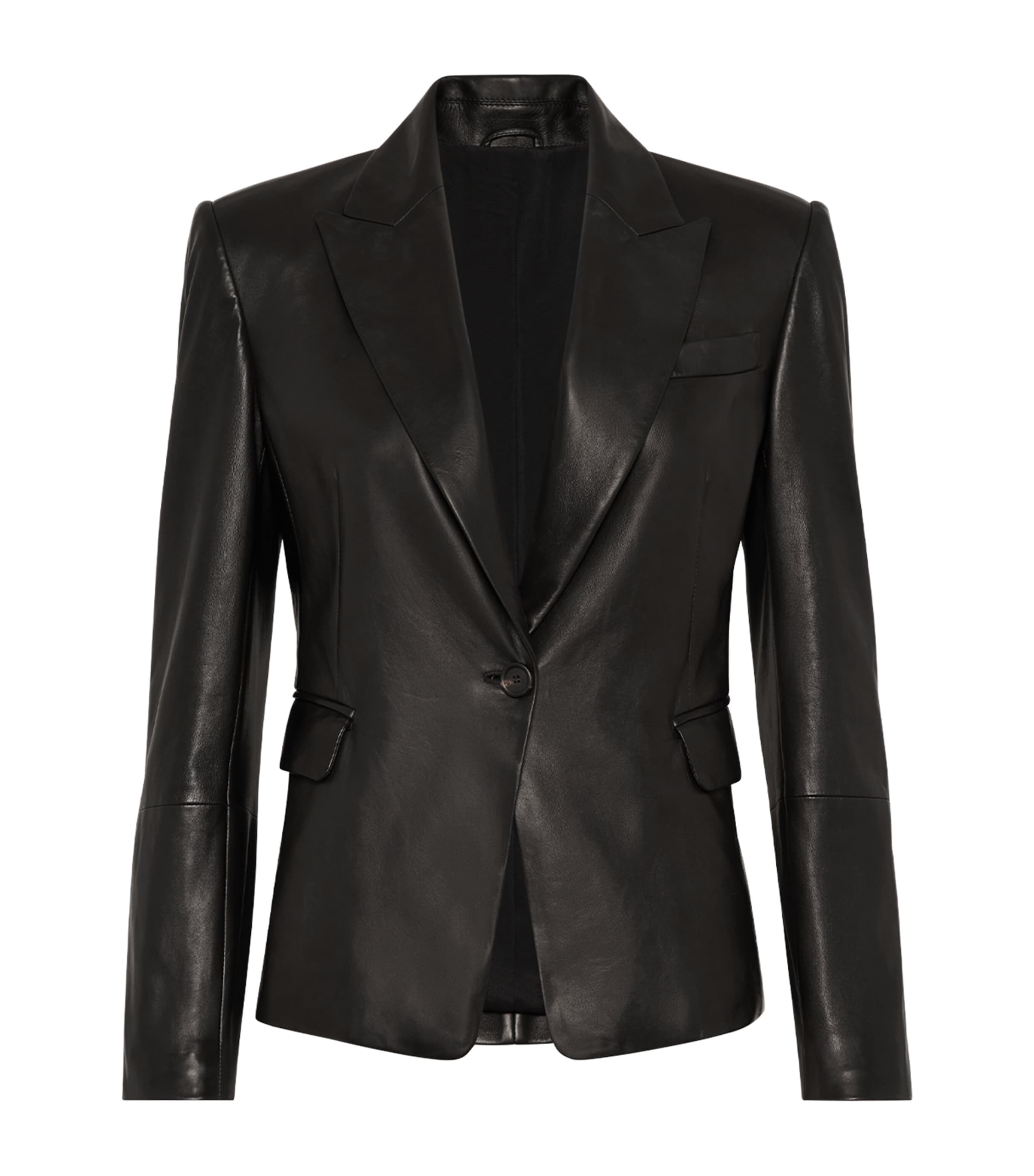 Brunello Cucinelli Black One-breasted Jacket In Leather Woman In Black