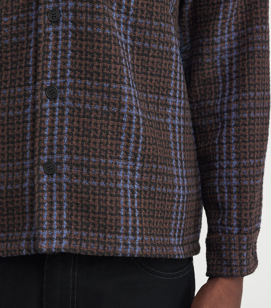 Cotton-Blend Skate Check Whiting Overshirt BROWN / BLUE Image 6