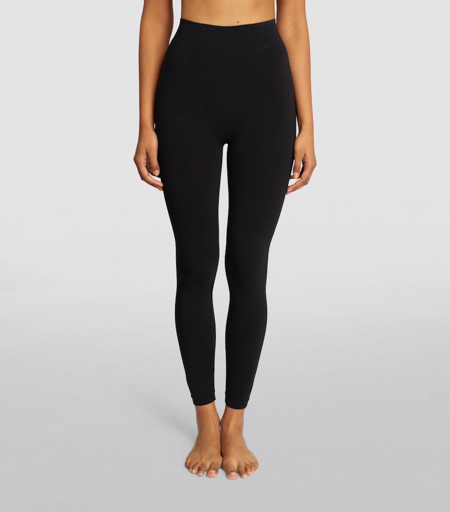 Cotton Seamless Leggings 3009 BLACK Image 3