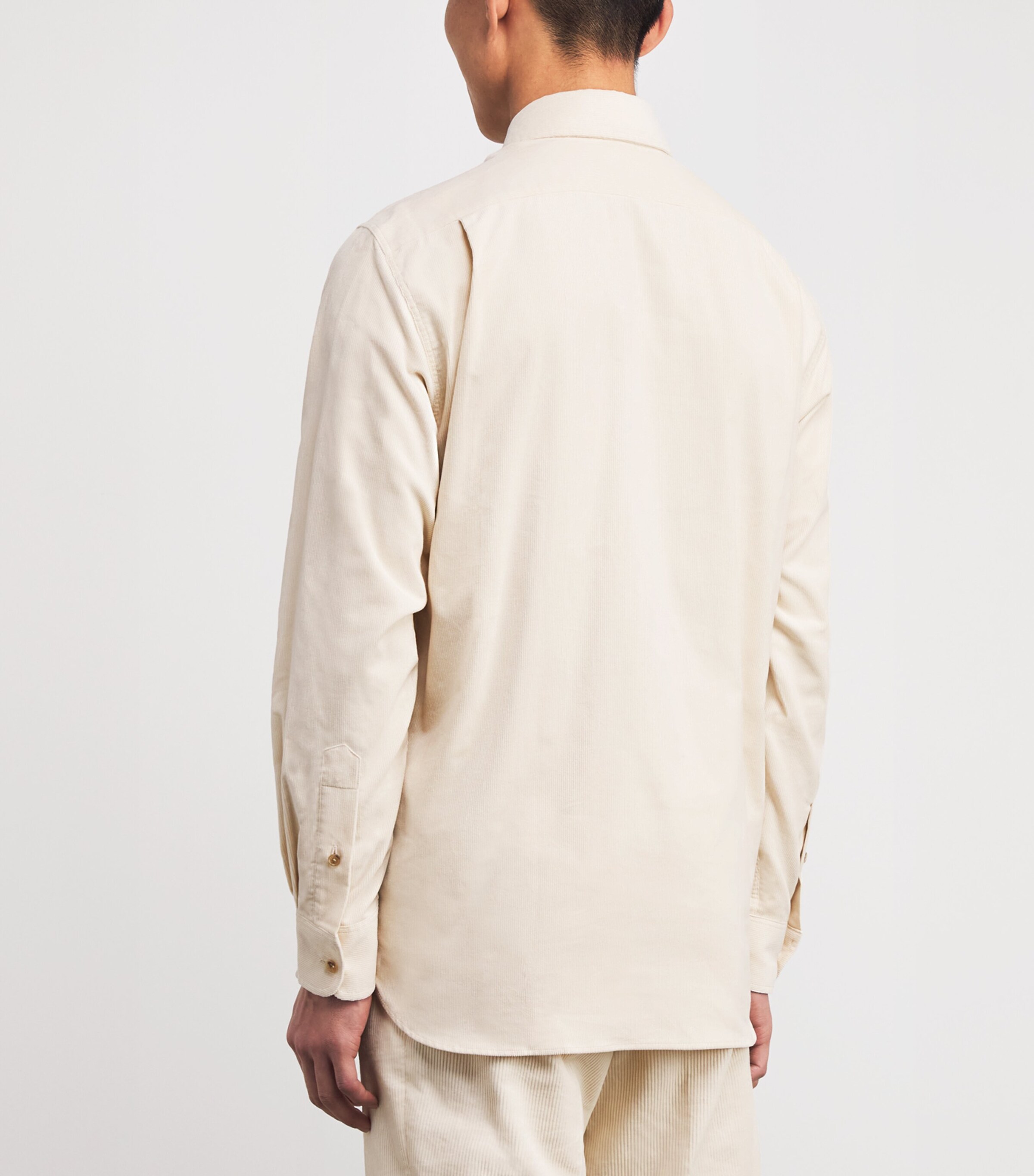 Ralph Lauren Purple Label Mens Sea Island Cotton Fine-Wale Corduroy Shirt Classic Cream Image 4